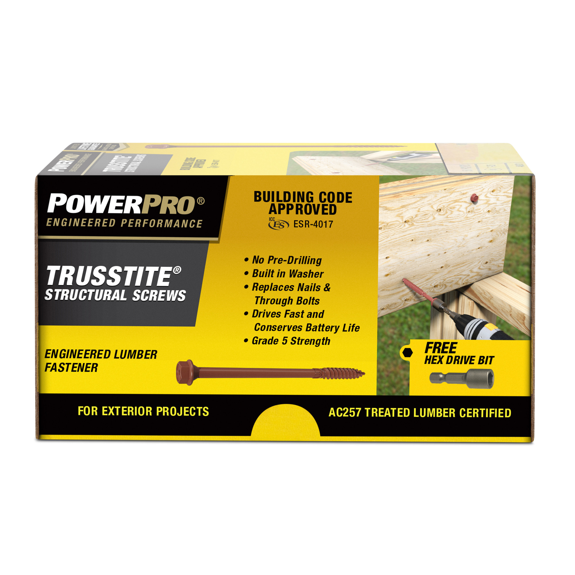 Power Pro TrussTite Structural Screws (5/16 in. x 3-3/8 in.) - 45 pc