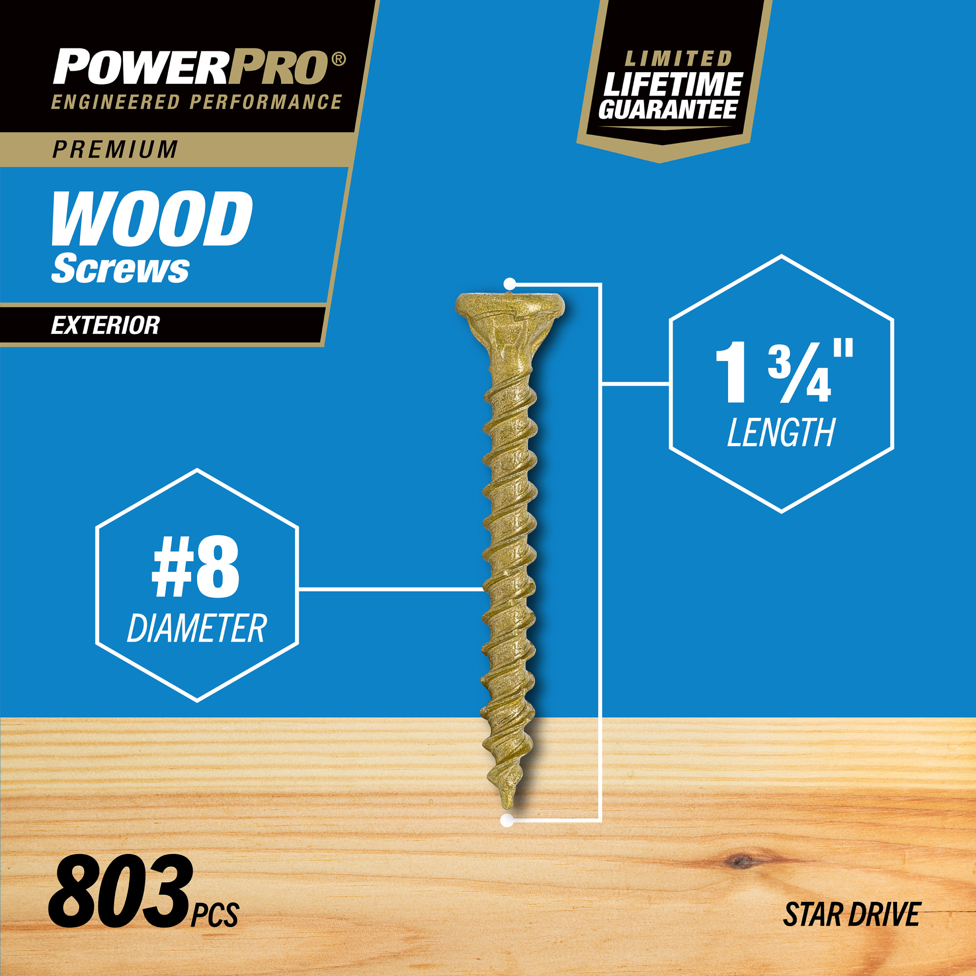 Power Pro Premium Exterior Wood Screws (#8 x 1-3/4 in.) - 803 pc