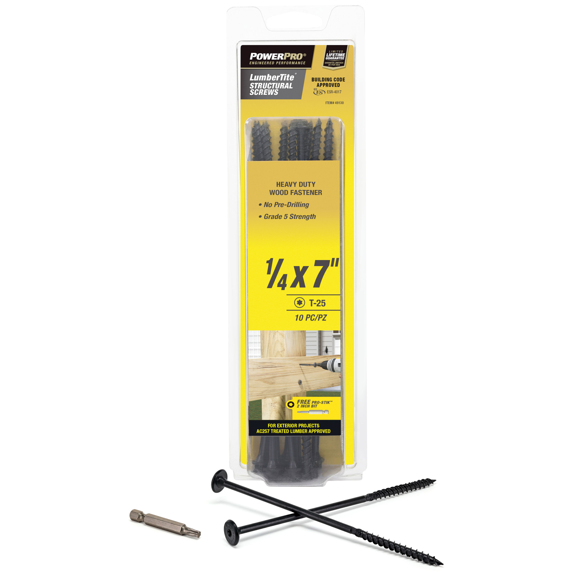 Power Pro Black Lumber-Tite Structural Screws (1/4 in. x 7 in.) - 10 pc