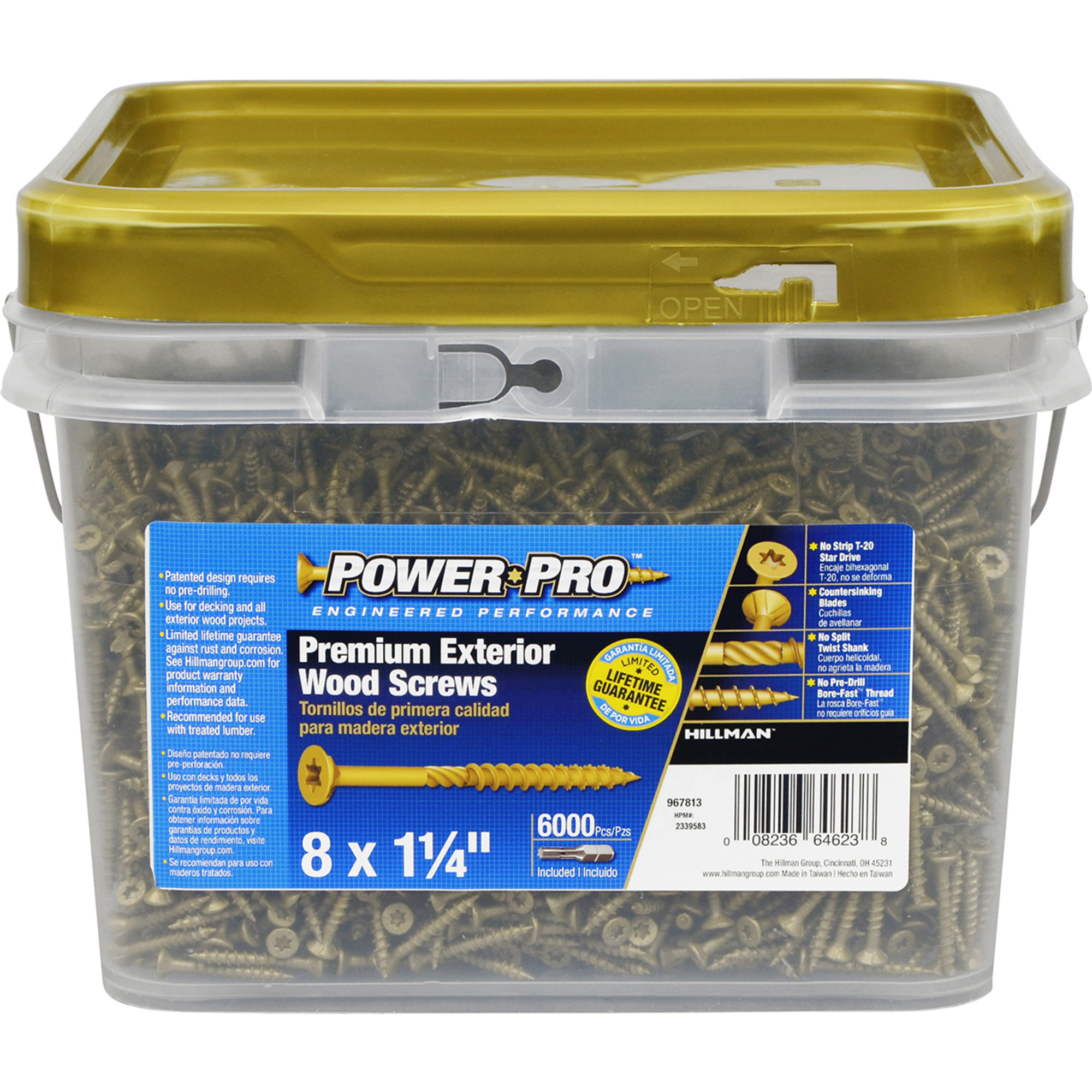 Power Pro Premium Bronze Exterior Wood Screws (#8 x 1-1/4 in.) - 6000 pc