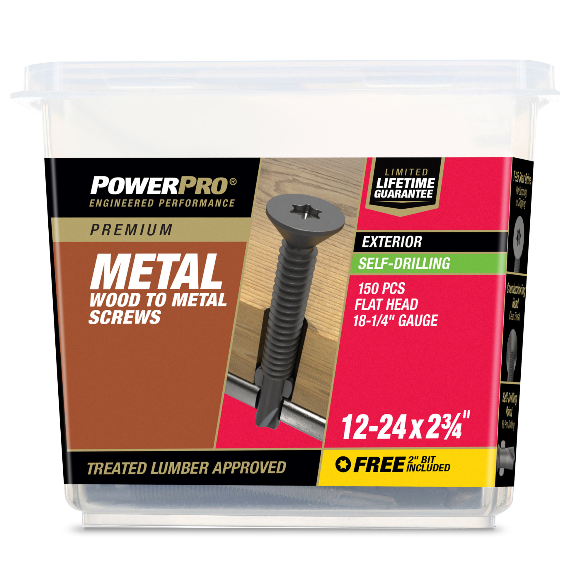 Power Pro Prower Pro Premium Flat Gray Epoxy Self-Drilling Screws (#12-24 � 3-�") 150pc