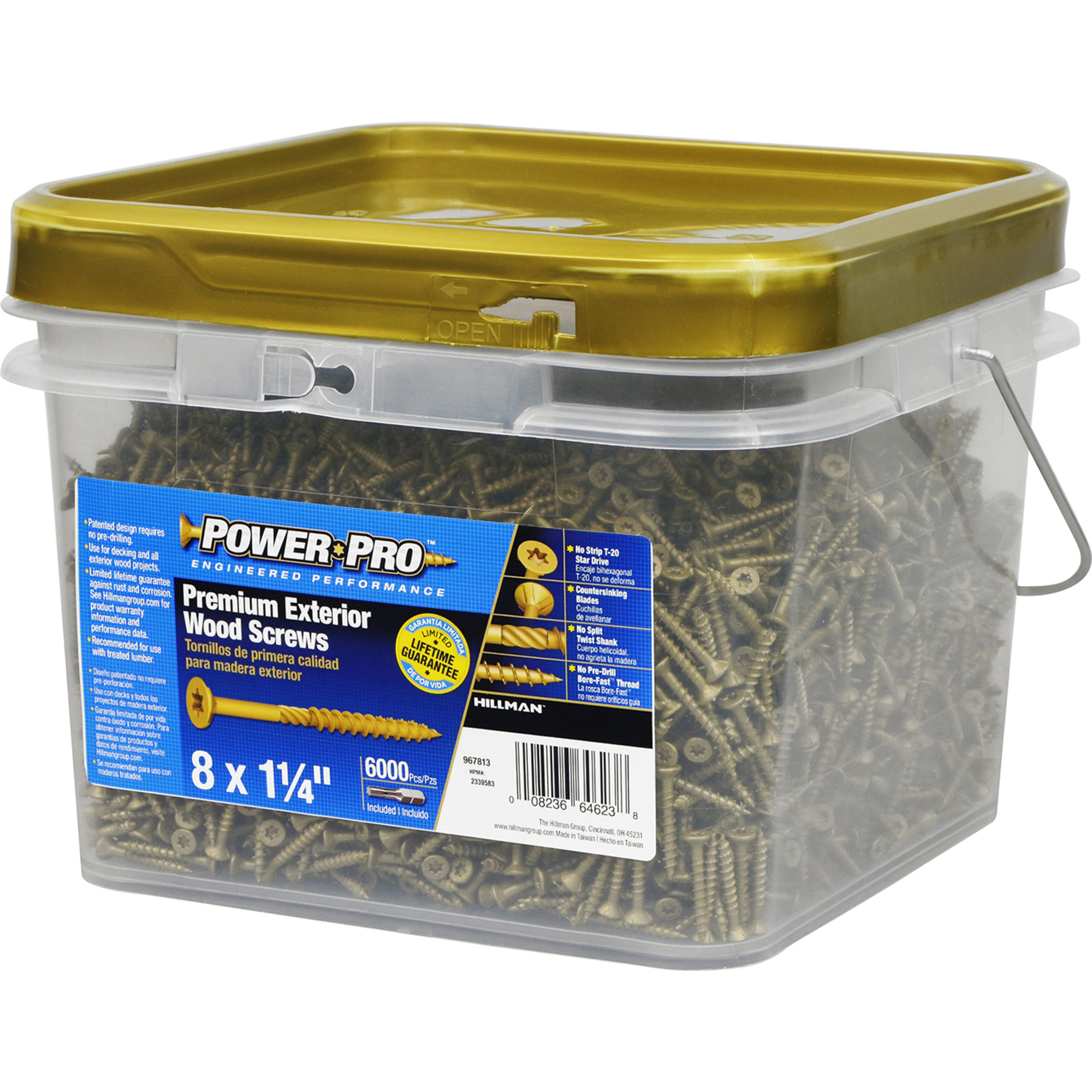 Power Pro Premium Bronze Exterior Wood Screws (#8 x 1-1/4 in.) - 6000 pc