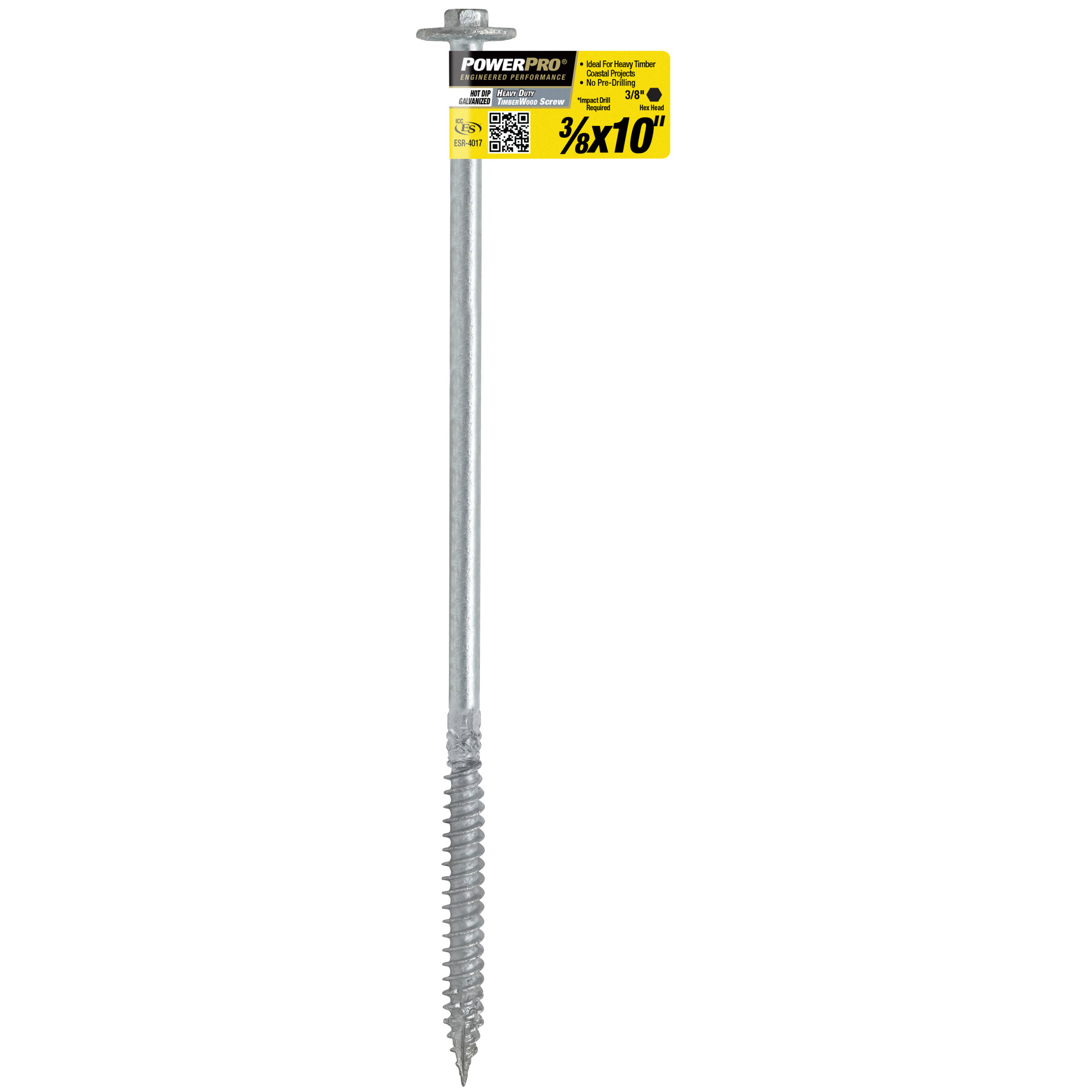 Power Pro HDG Heavy Duty TimberWood Structural Screws (3/8 in. x 10 in.) - 1pc