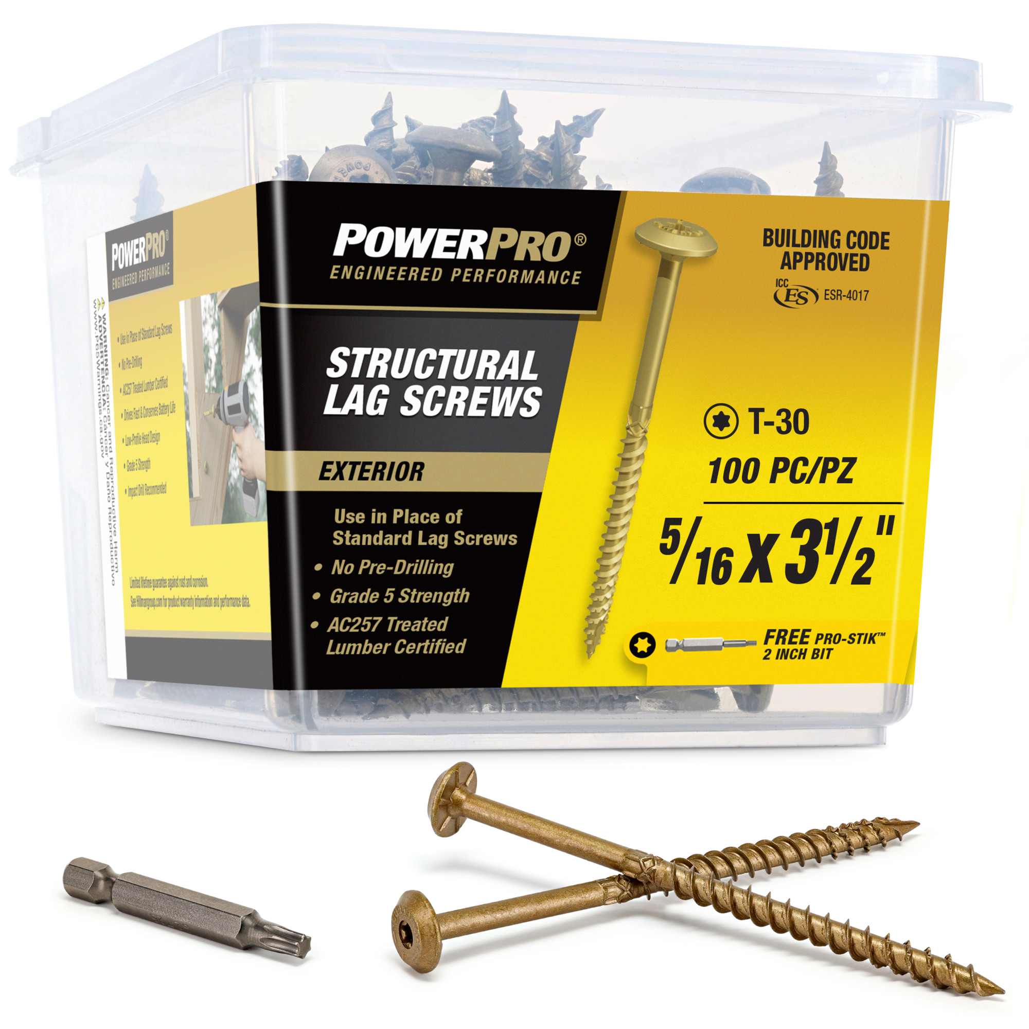 Power Pro Bronze Structural Lag Screws (5/16 in. x 3-1/2 in.) - 100 pc