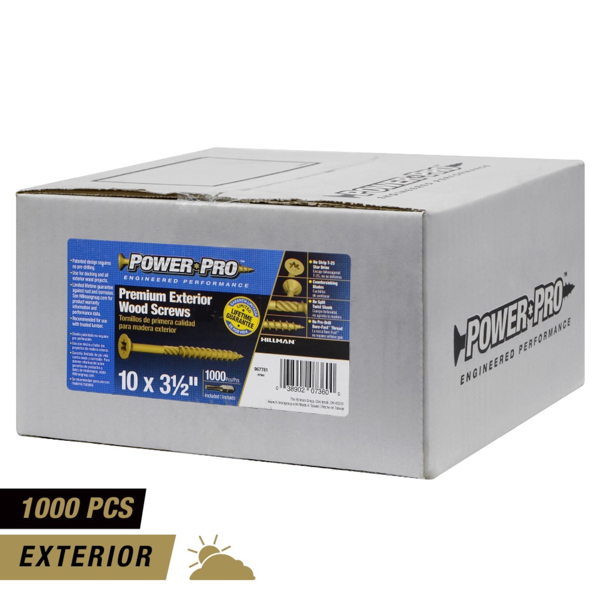 Power Pro Premium Bronze Exterior Wood Screws (#10 x 3-1/2 in.) - 1000 pc