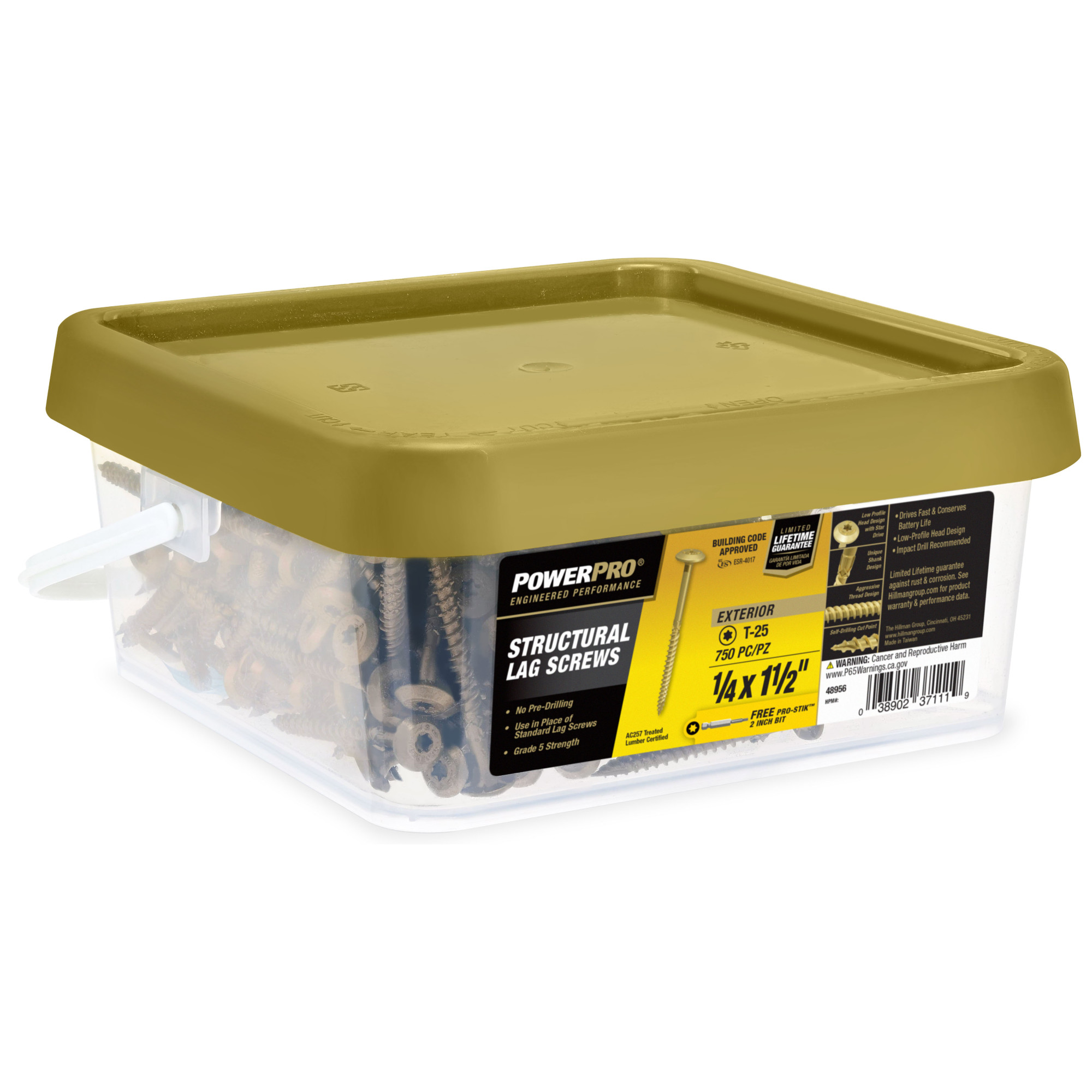 Power Pro Bronze Structural Lag Screws (1/4 in. x 1-1/2 in.) - 750 pc