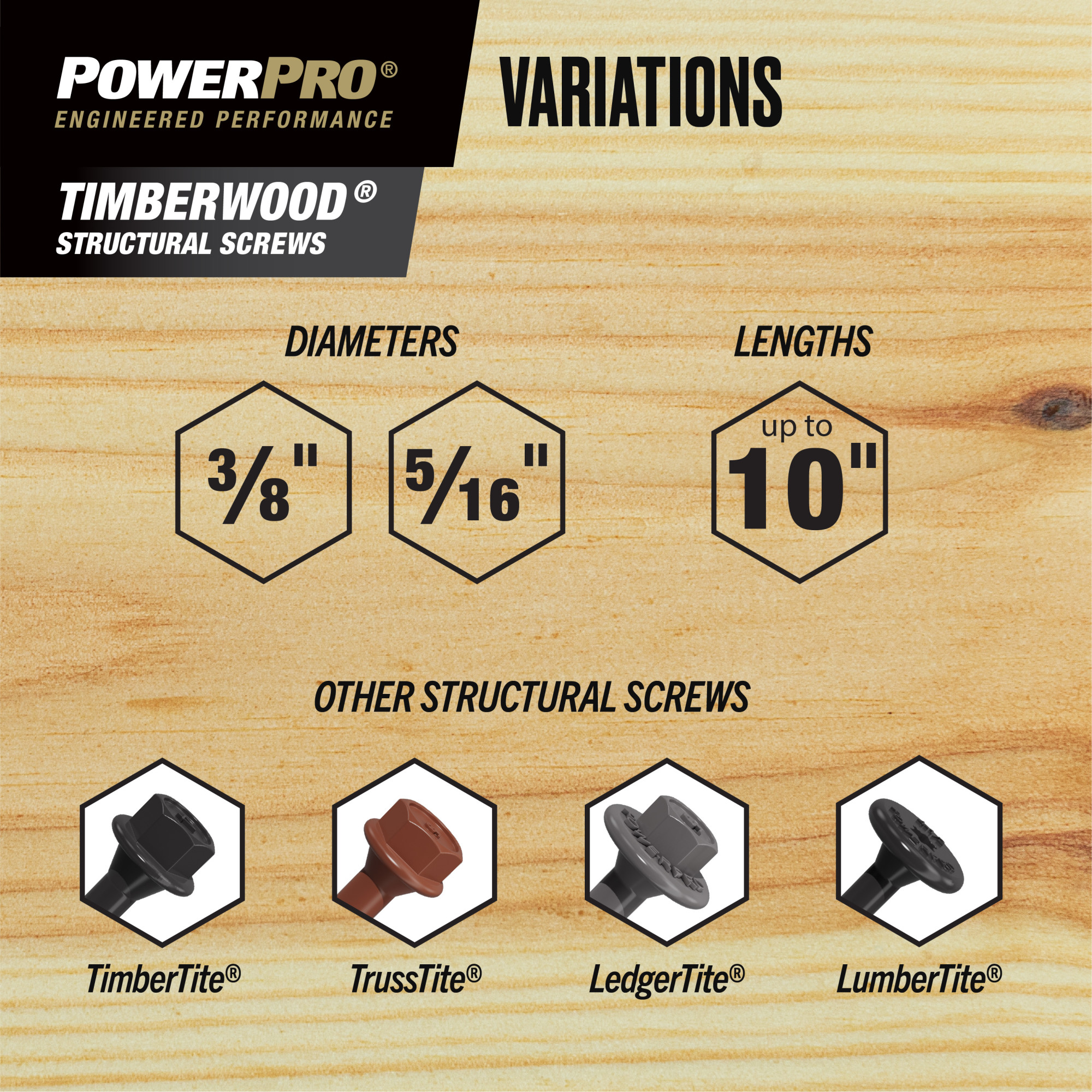 Power Pro TimberWood Structural Screws (3/8 in. x 8 in.) - 1pc