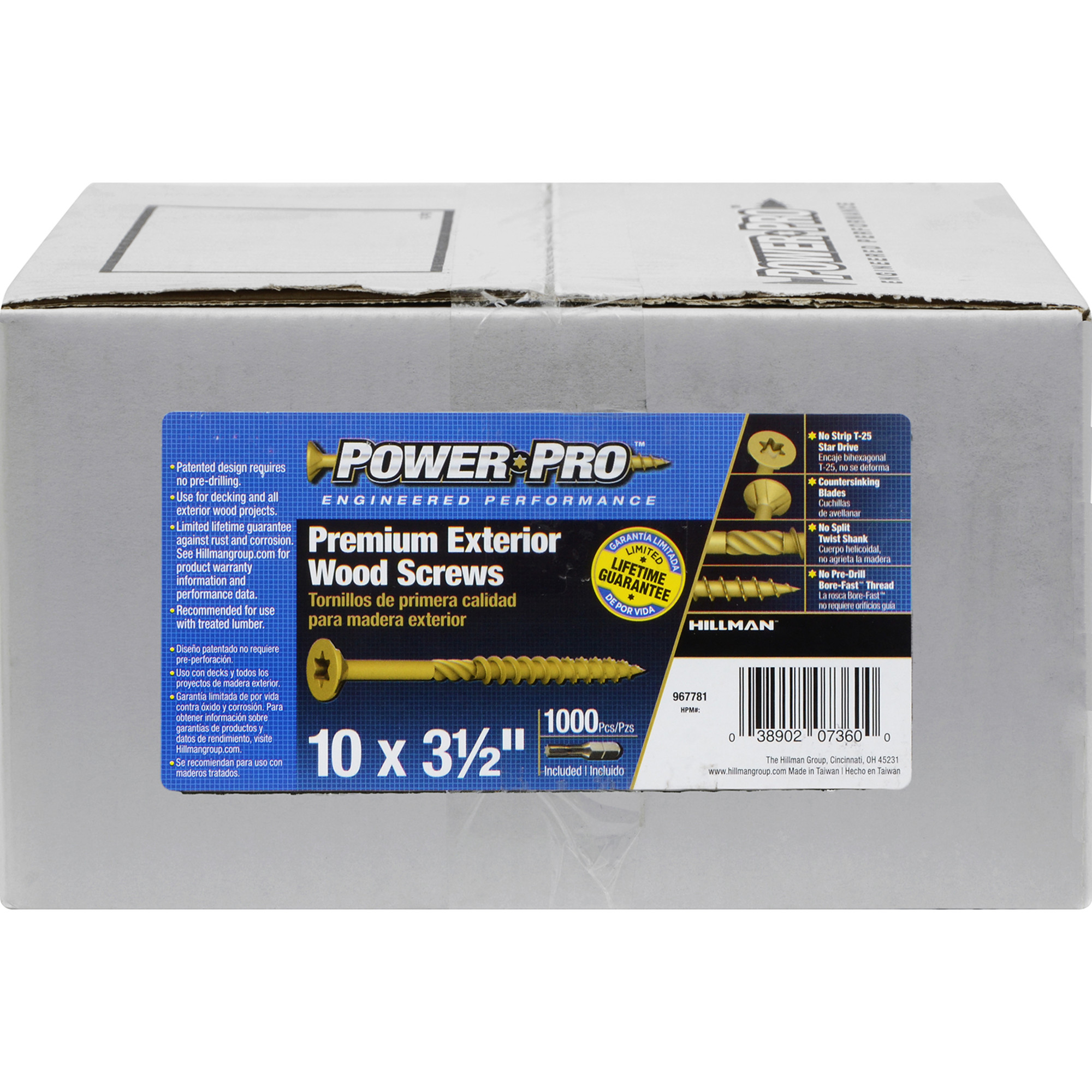 Power Pro Premium Bronze Exterior Wood Screws (#10 x 3-1/2 in.) - 1000 pc