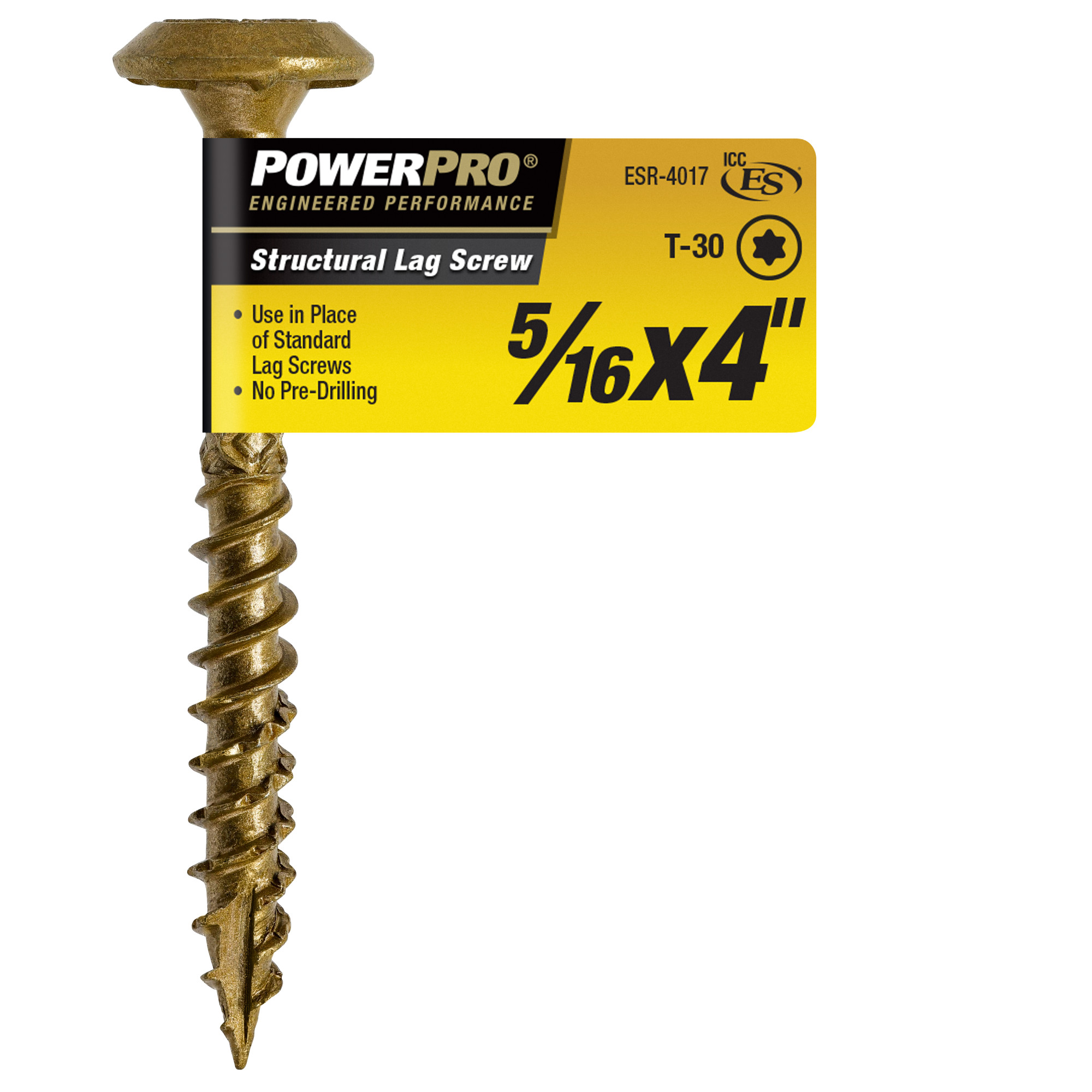 Power Pro Bronze Structural Lag Screws (5/16 in. x 4 in.) - 1 pc