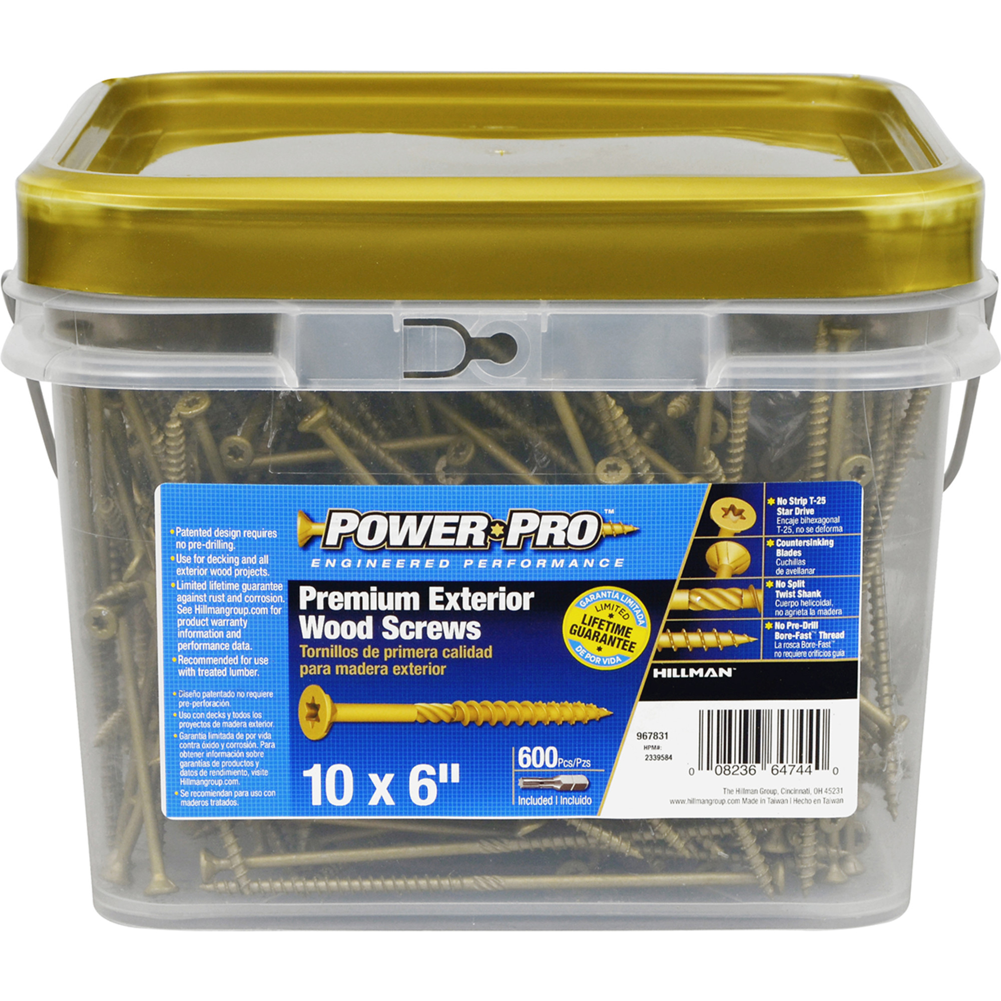 Power Pro Premium Bronze Exterior Wood Screws (#10 x 6 in.) - 600 pc