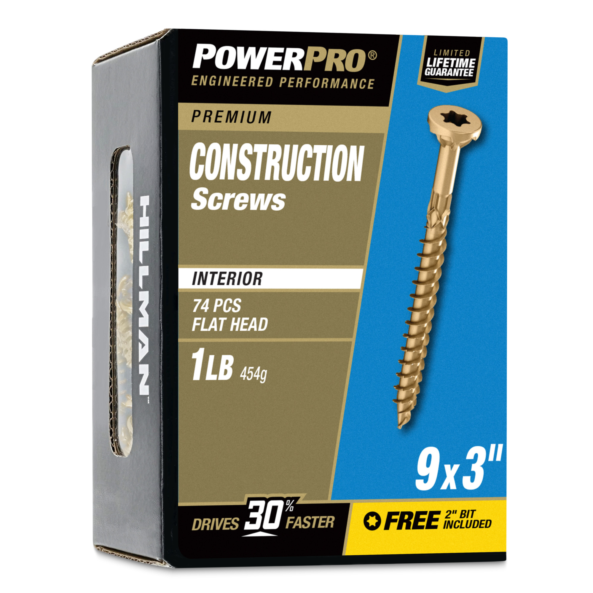 Power Pro Premium Interior Construction Screws (#9 x 3 in.) - 74 pc