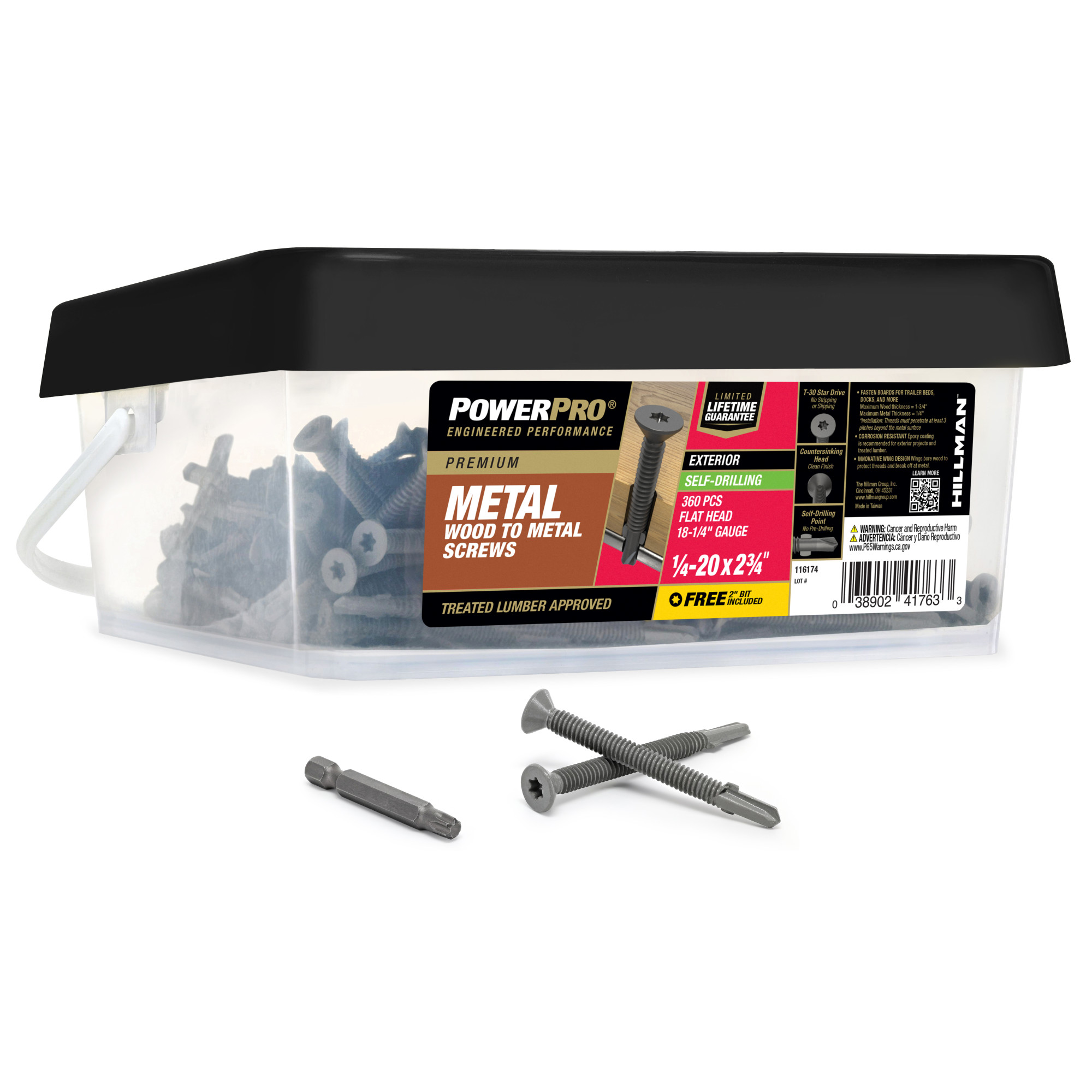 Power Pro Prower Pro Premium Flat Gray Epoxy Self-Drilling Screws (¼"-20 × 2-¾") 360pc