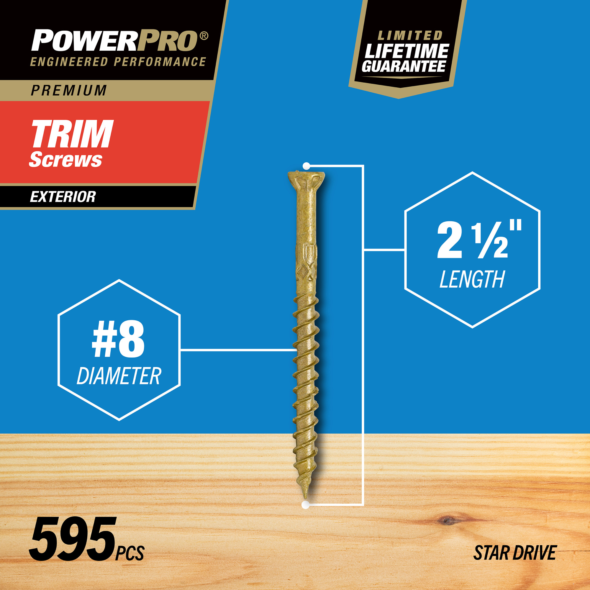 Power Pro&reg; Premium Bronze Exterior Trim Screws (#8 x 2-1/2 in.) - 595 pc