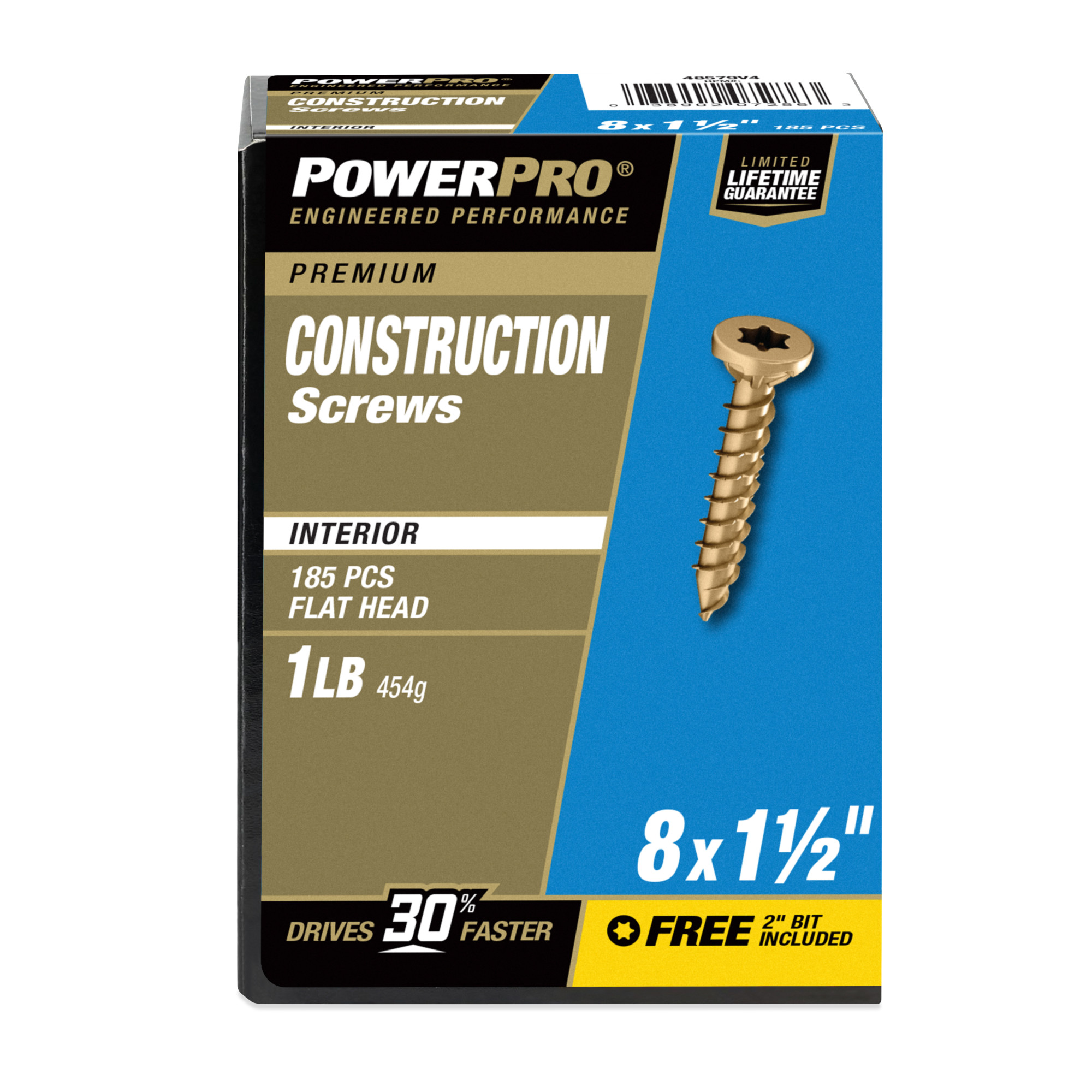 Power Pro Premium Interior Construction Screws (#8 x 1-1/2 in.) - 185 pc