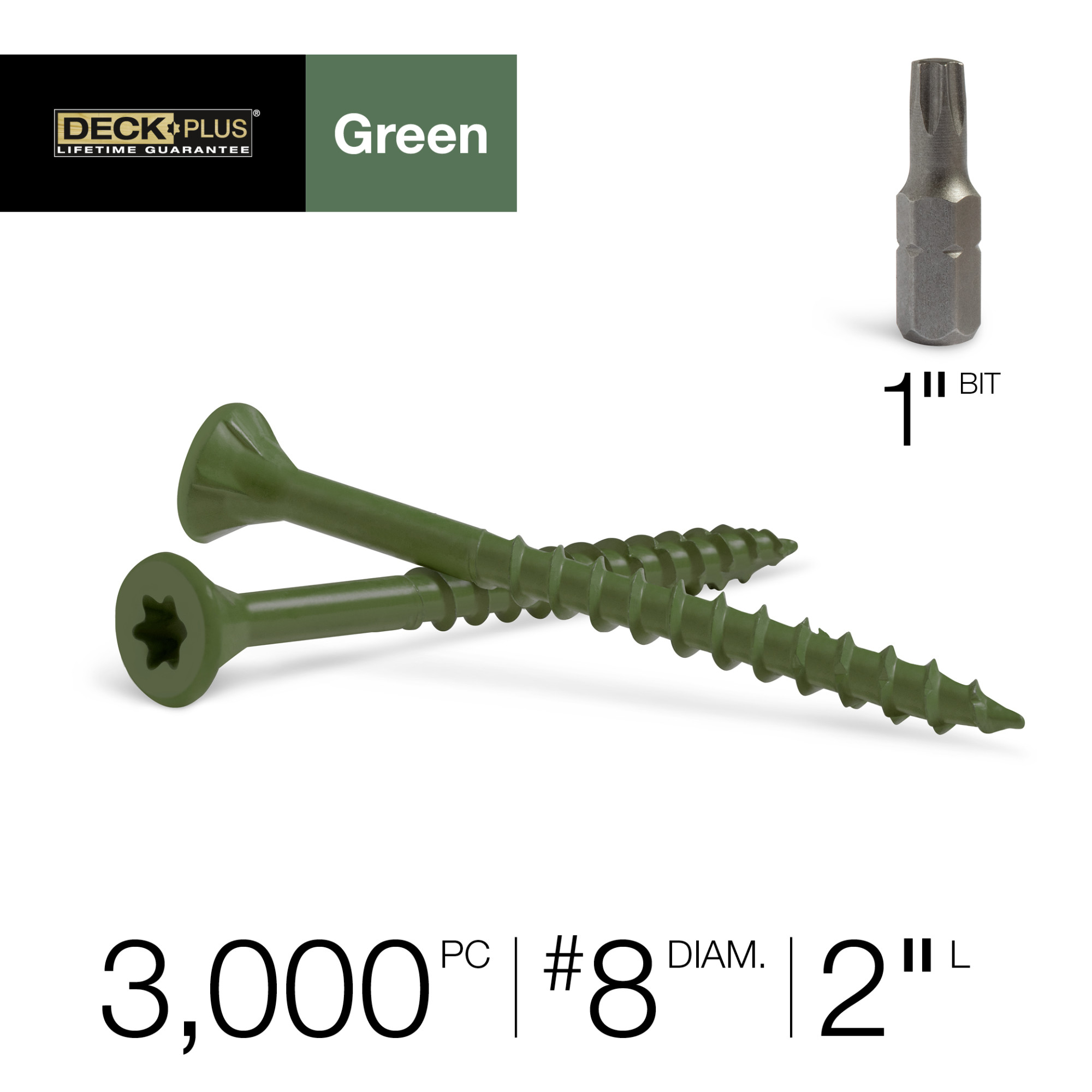 Deck Plus Green Deck Screws (#8 x 2 in.)
