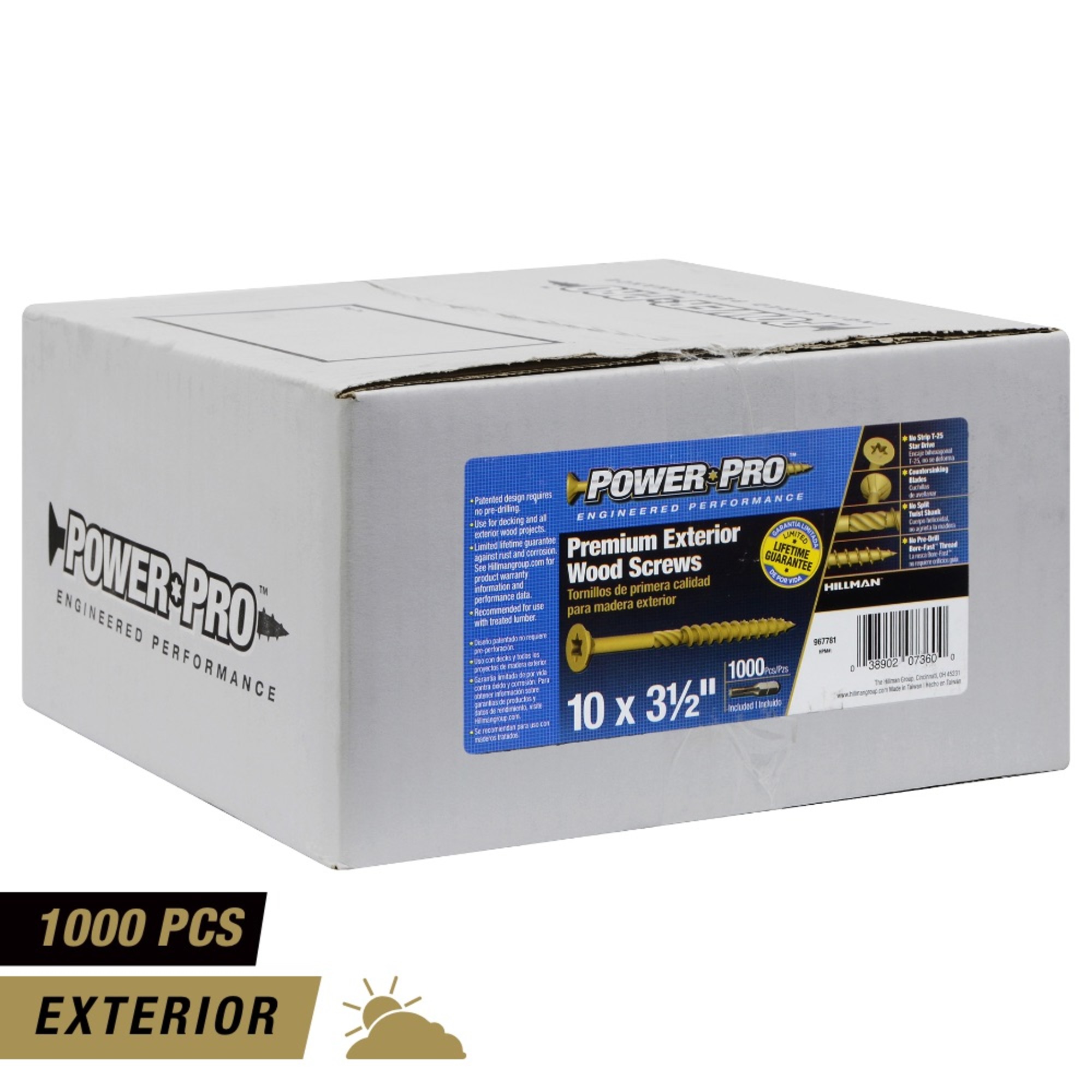 Power Pro Premium Bronze Exterior Wood Screws (#10 x 3-1/2 in.) - 1000 pc
