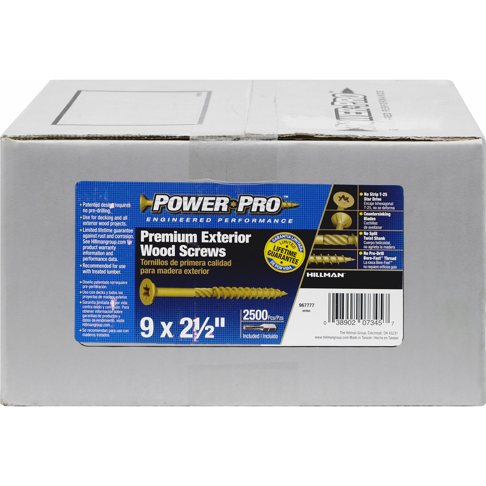 Power Pro Premium Bronze Exterior Wood Screws (#9 x 2-1/2 in.) - 2500 pc