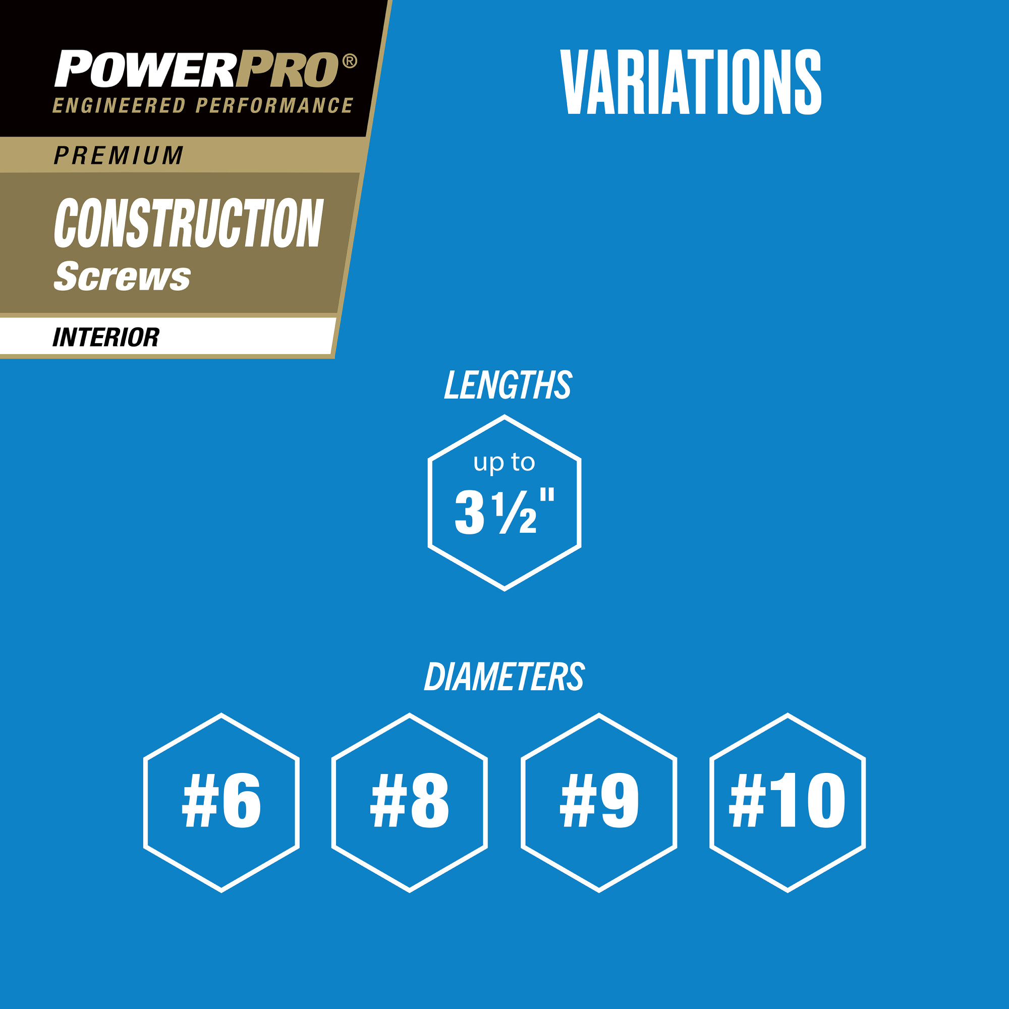 Power Pro Premium Interior Construction Screws (#10 x 3-1/2 in.) - 280 pc