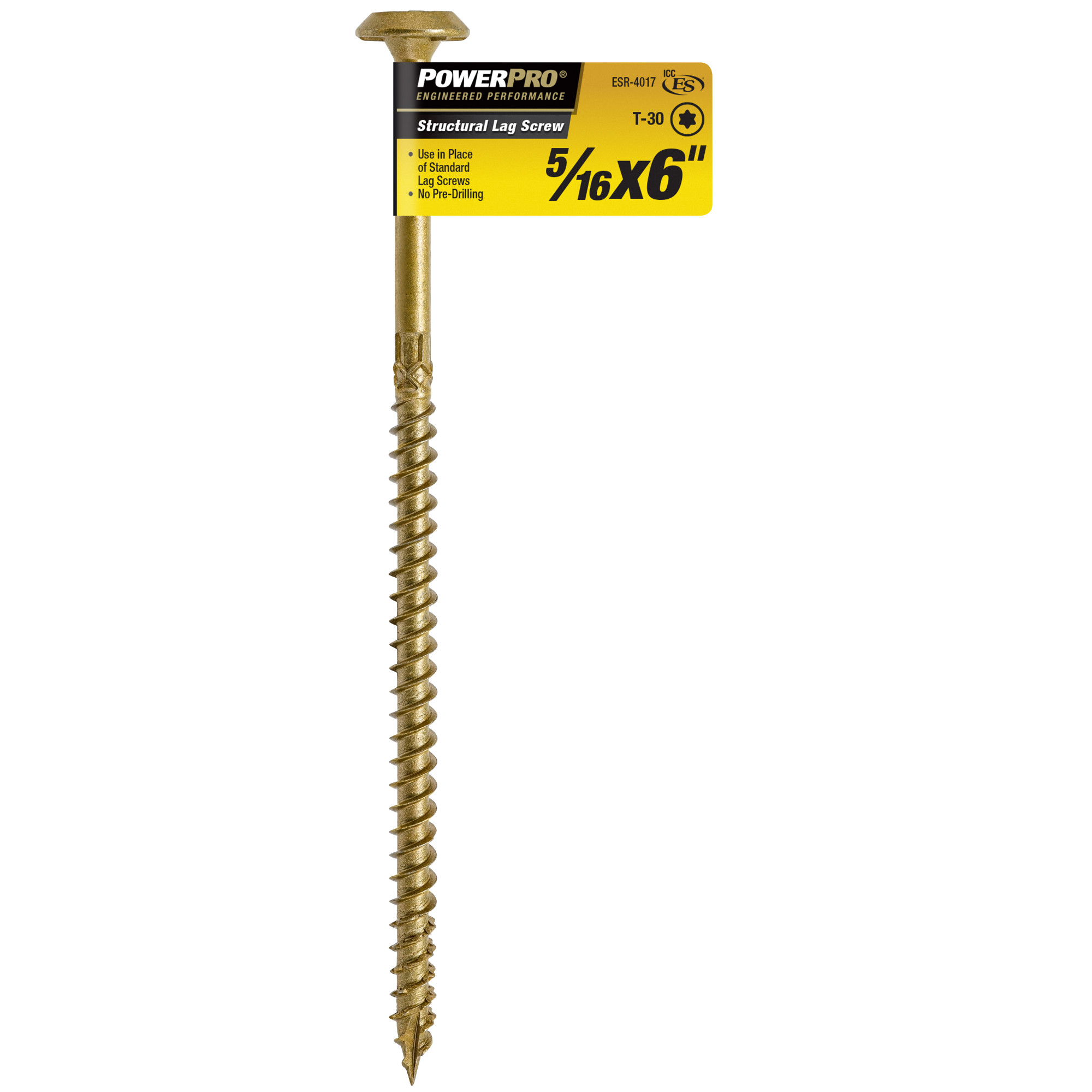 Power Pro Bronze Structural Lag Screws (5/16 in. x 6 in.) - 1 pc