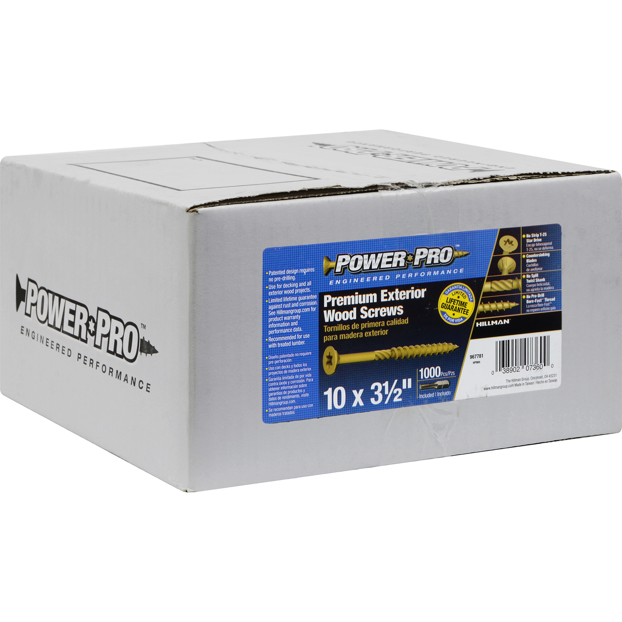 Power Pro Premium Bronze Exterior Wood Screws (#10 x 3-1/2 in.) - 1000 pc