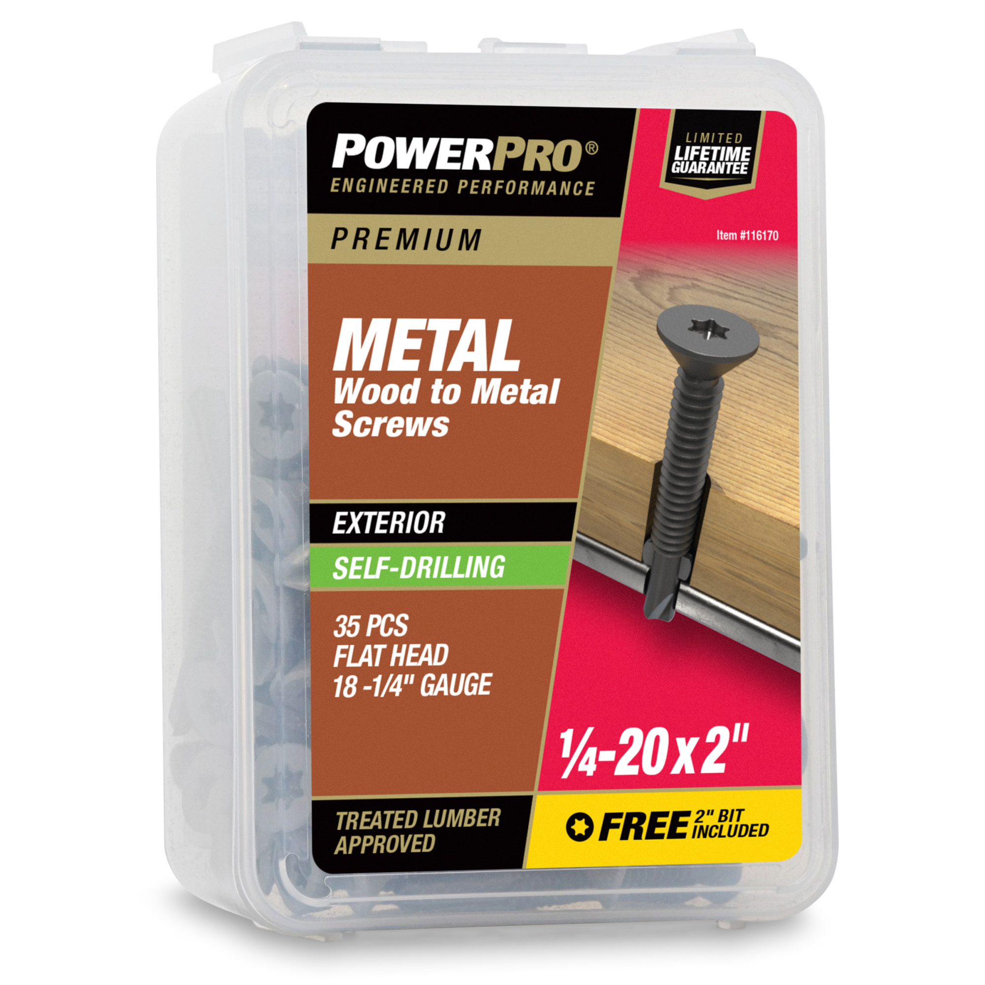 Power Pro Prower Pro Premium Flat Gray Epoxy Self-Drilling Screws (¼"-20 × 2 in.) 35pc