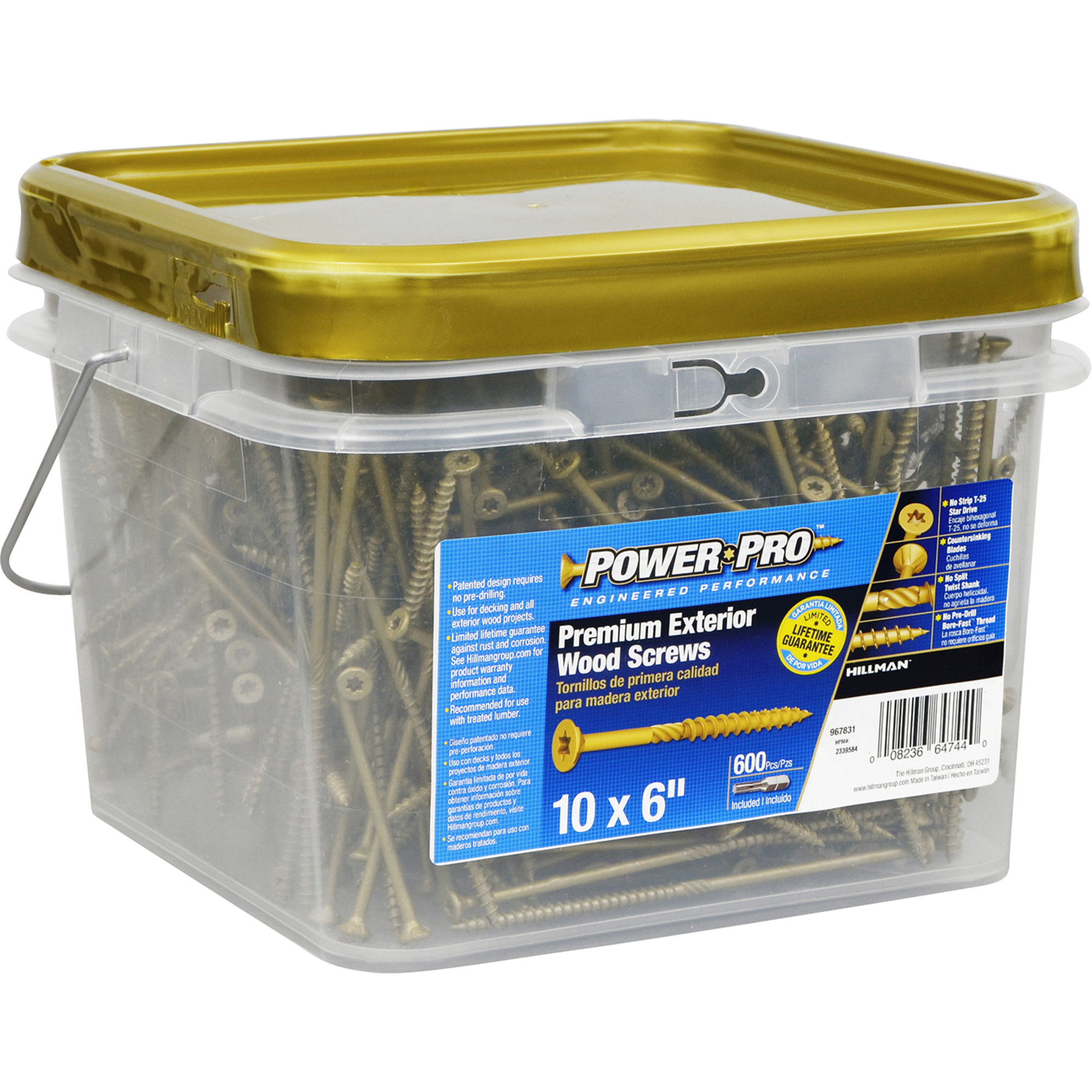 Power Pro Premium Bronze Exterior Wood Screws (#10 x 6 in.) - 600 pc