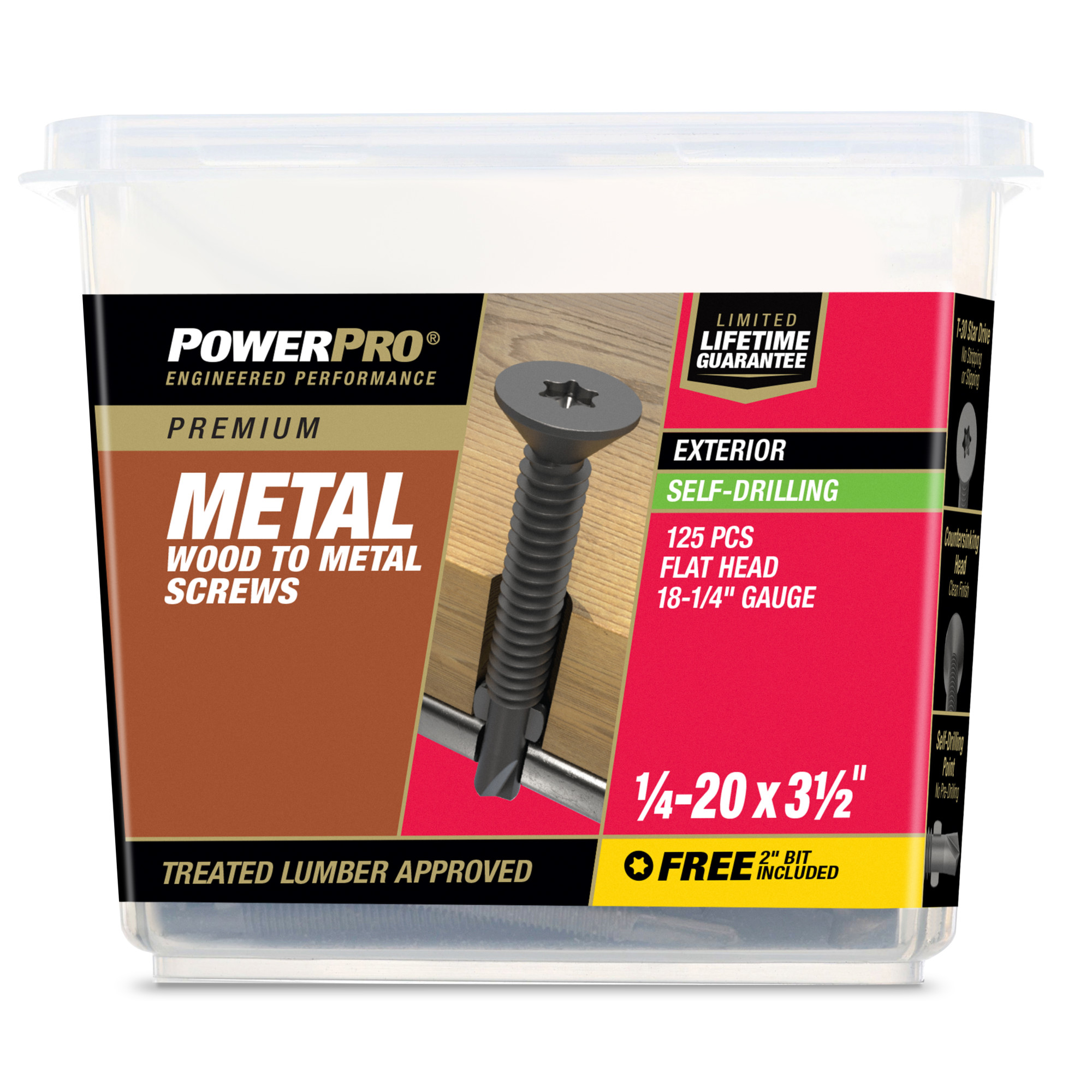 Power Pro Prower Pro Premium Flat Gray Epoxy Self-Drilling Screws (#12-20 × 3-½") 125pc