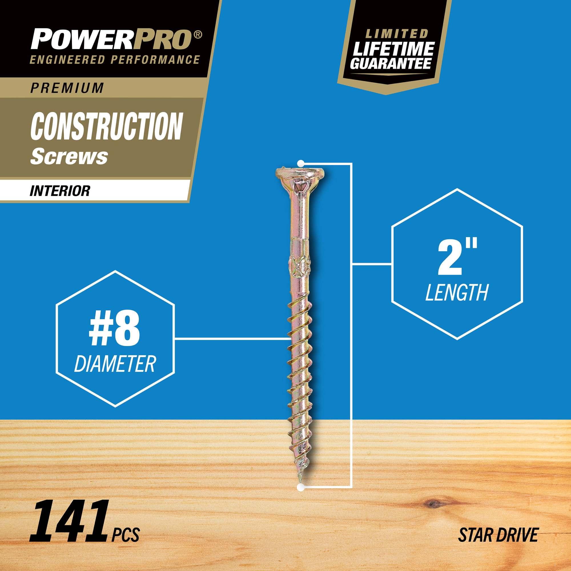Power Pro Premium Interior Construction Screws (#8 x 2 in.) - 141 pc