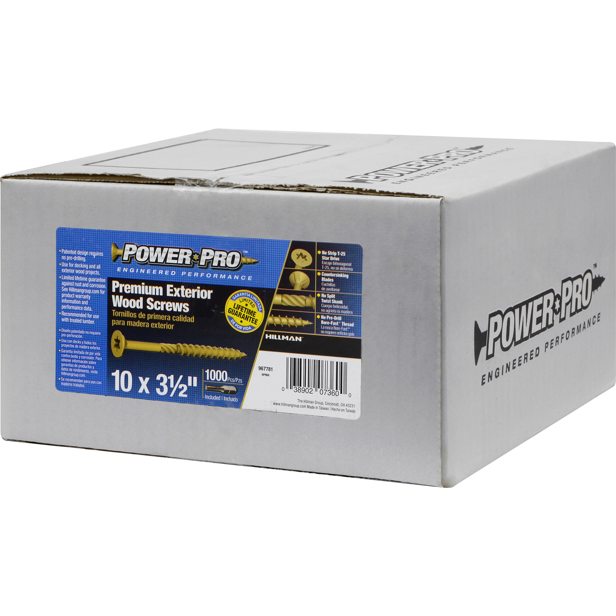 Power Pro Premium Bronze Exterior Wood Screws (#10 x 3-1/2 in.) - 1000 pc