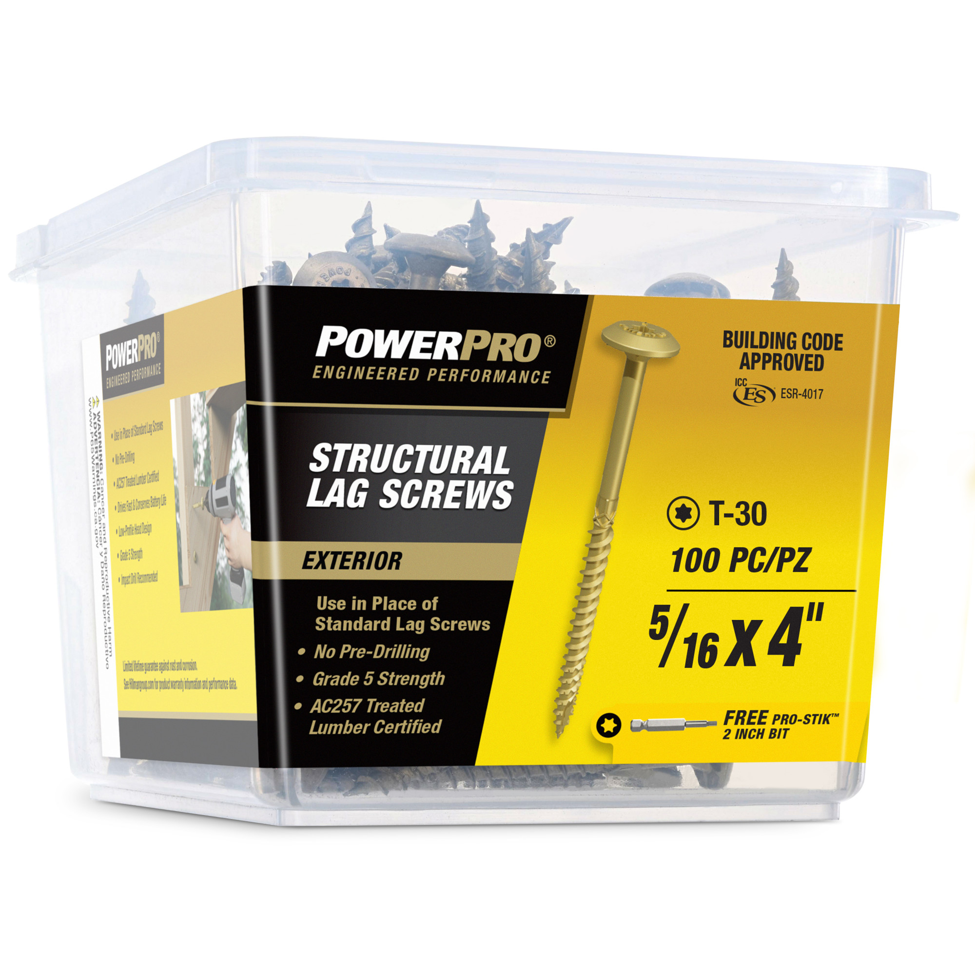 Power Pro Bronze Structural Lag Screws (5/16 in. x 4 in.) - 100 pc