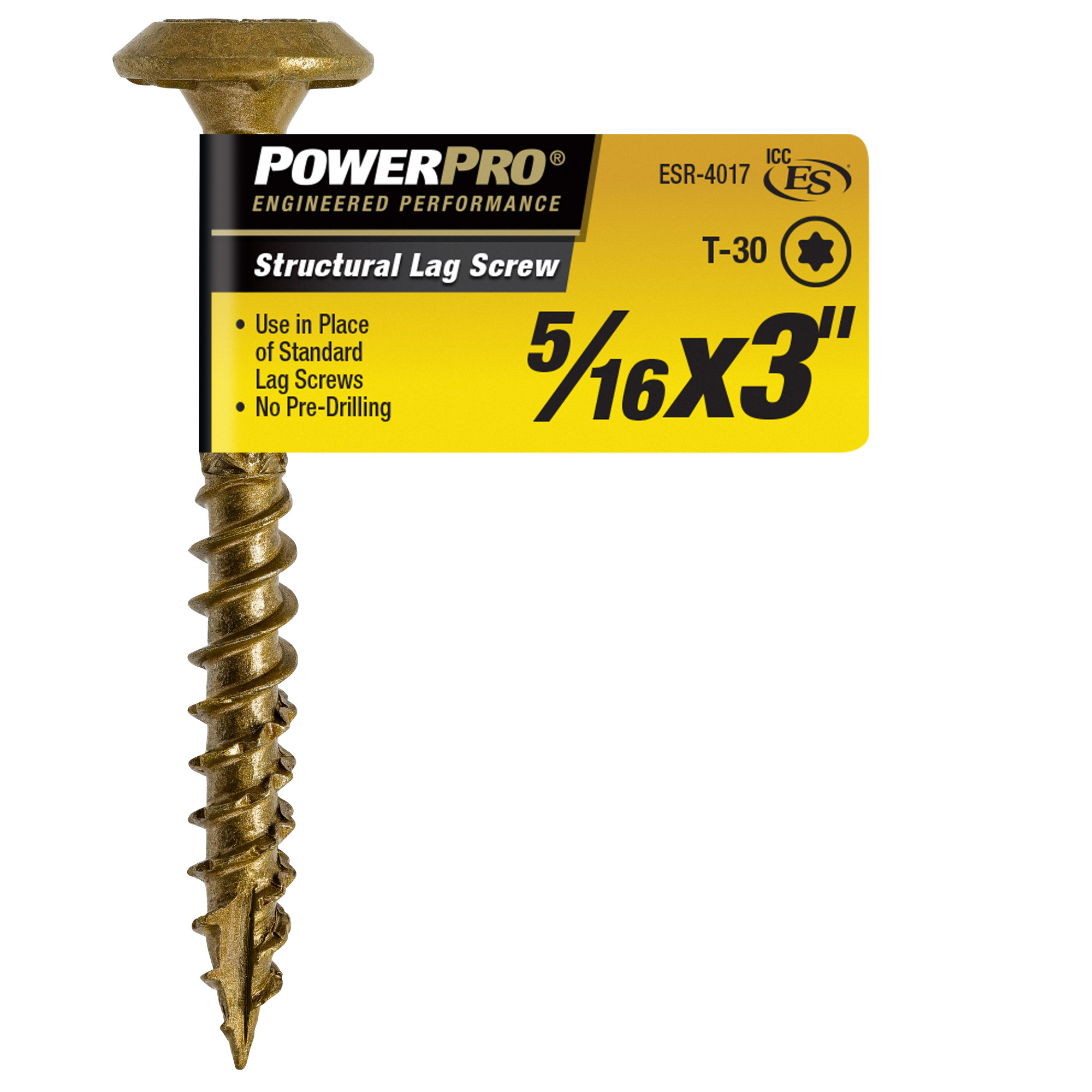 Power Pro Bronze Structural Lag Screws (5/16 in. x 3 in.) - 1 pc