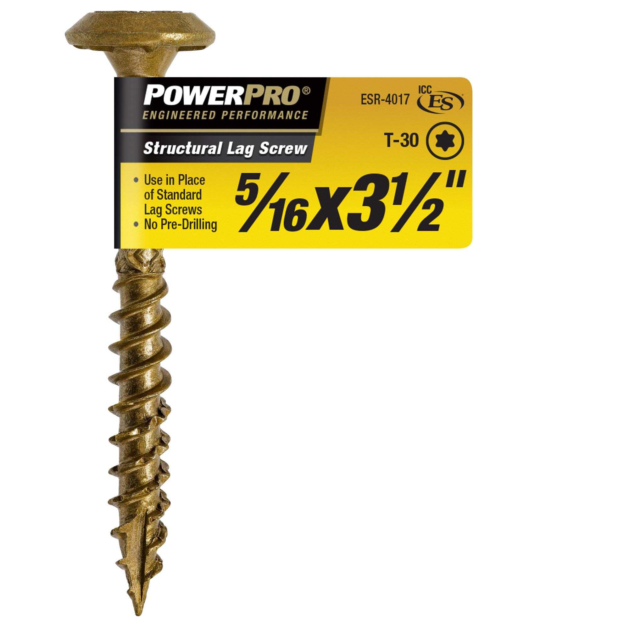 Power Pro Bronze Structural Lag Screws (5/16 in. x 3-1/2 in.) - 1 pc