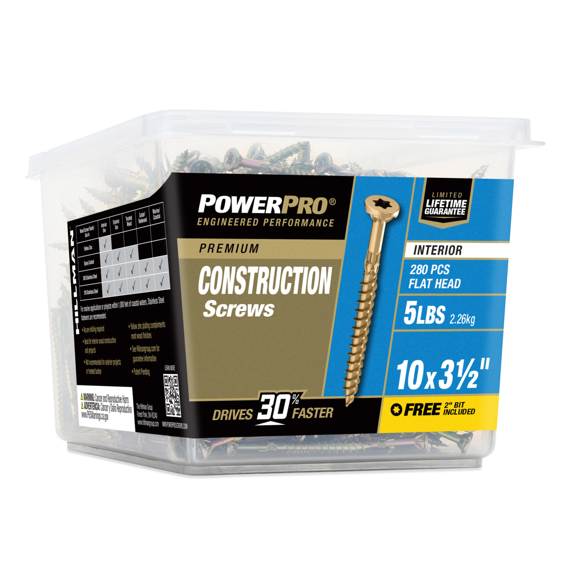 Power Pro Premium Interior Construction Screws (#10 x 3-1/2 in.) - 280 pc