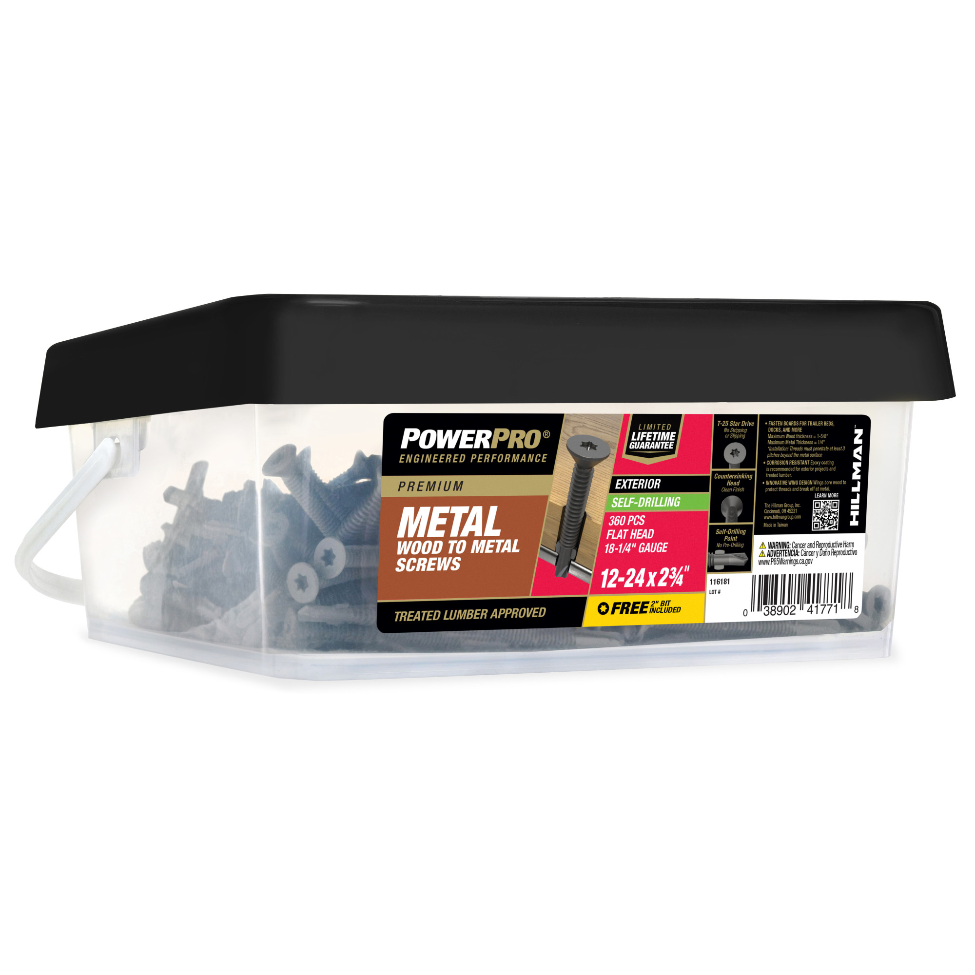 Power Pro Prower Pro Premium Flat Gray Epoxy Self-Drilling Screws (#12-24 × 3-¾") 360pc