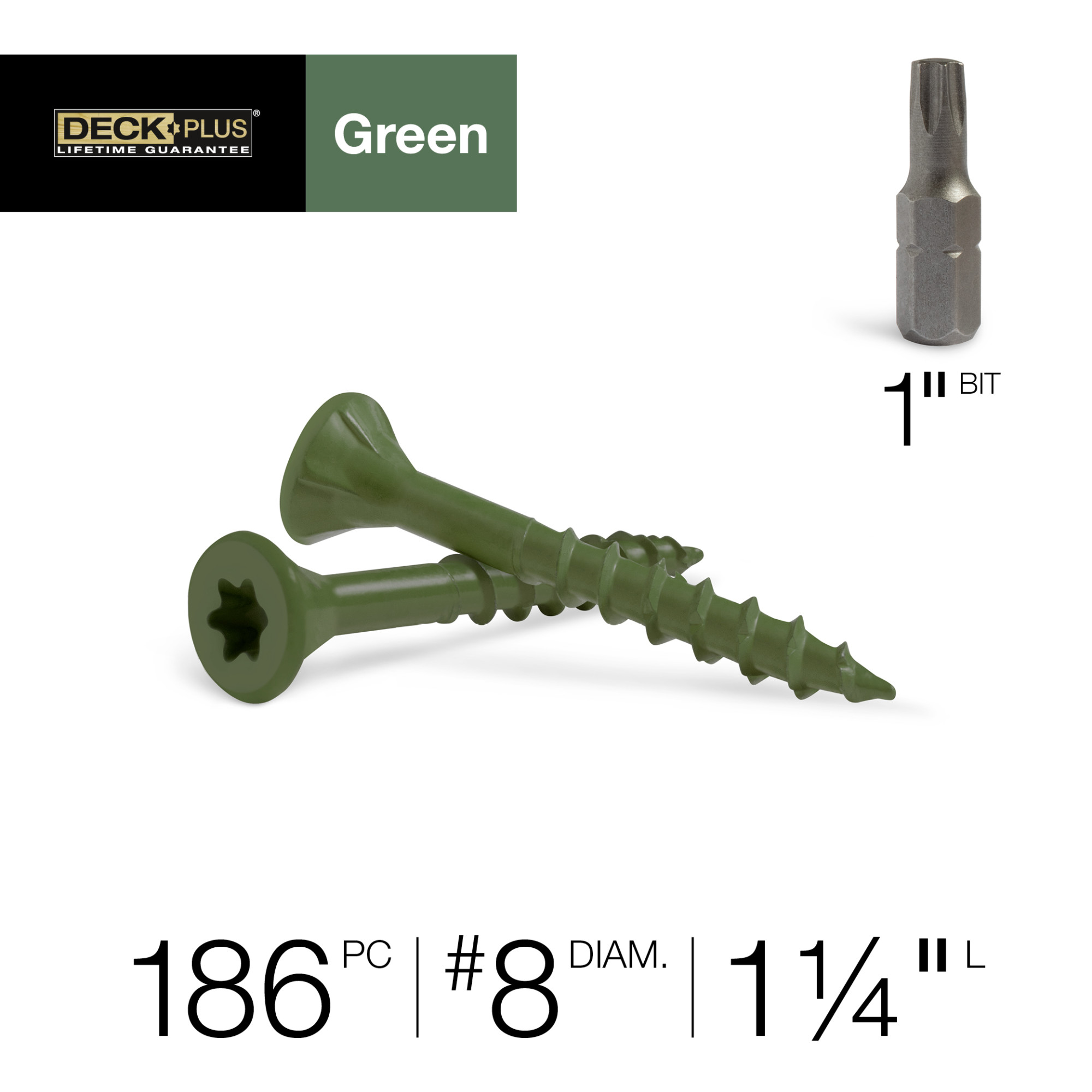Deck Plus Green Deck Screws (#8 x 1-1/4 in.)