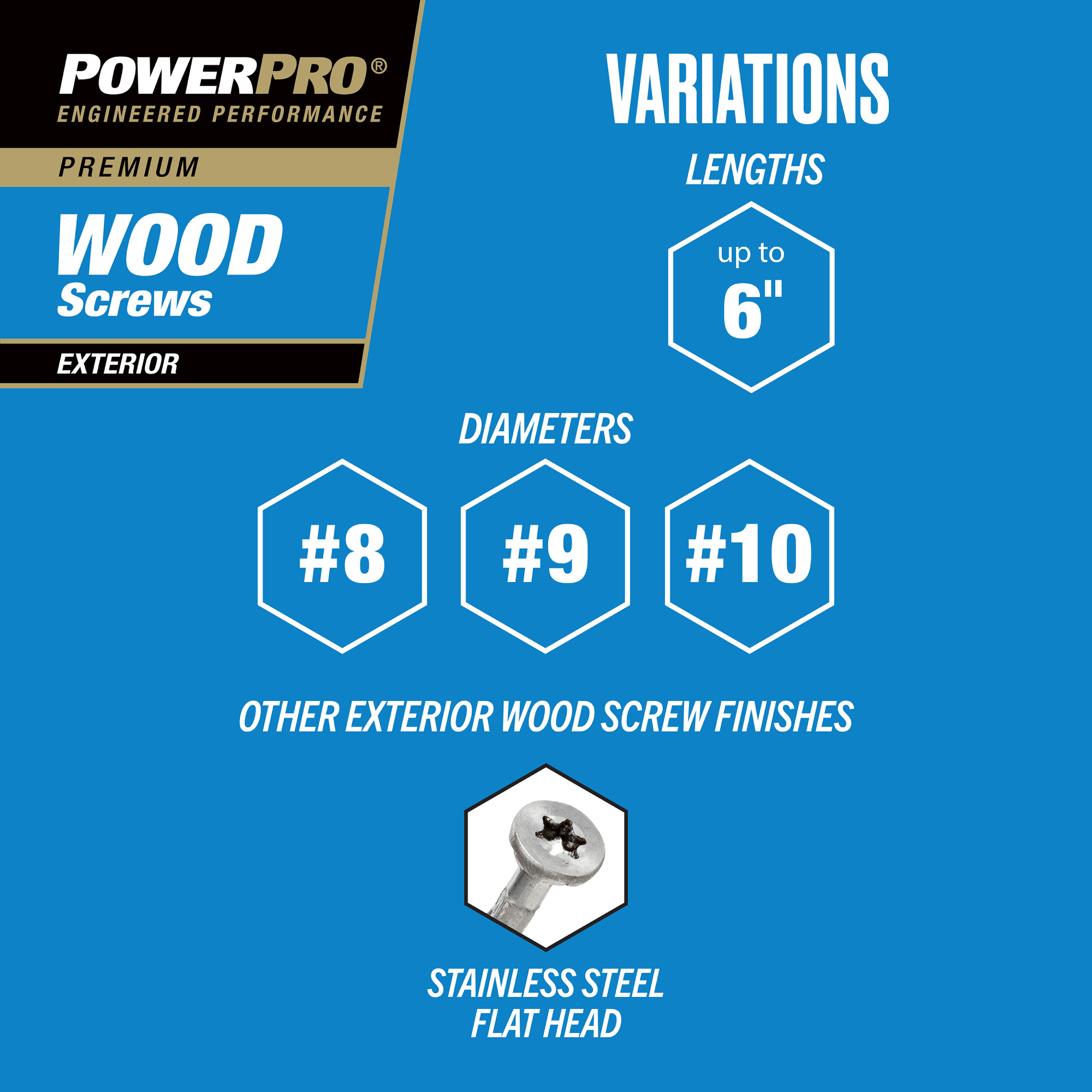 Power Pro Premium Exterior Wood Screws (#10 x 4 in.) - 900 pc