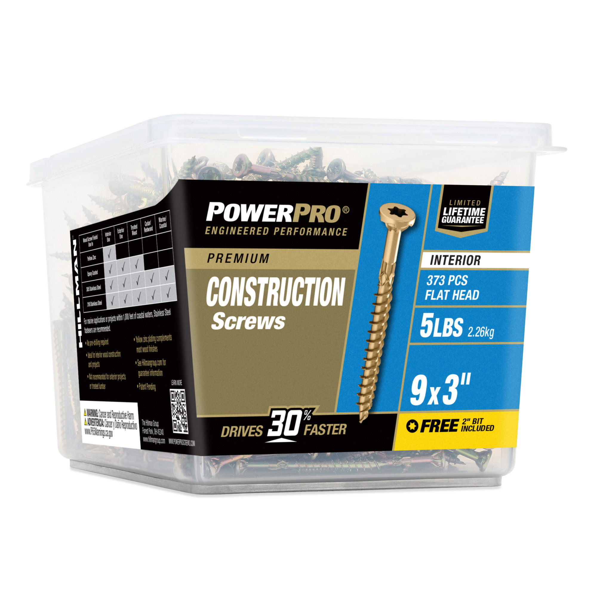 Power Pro Premium Interior Construction Screws (#9 x 3 in.) - 373 pc
