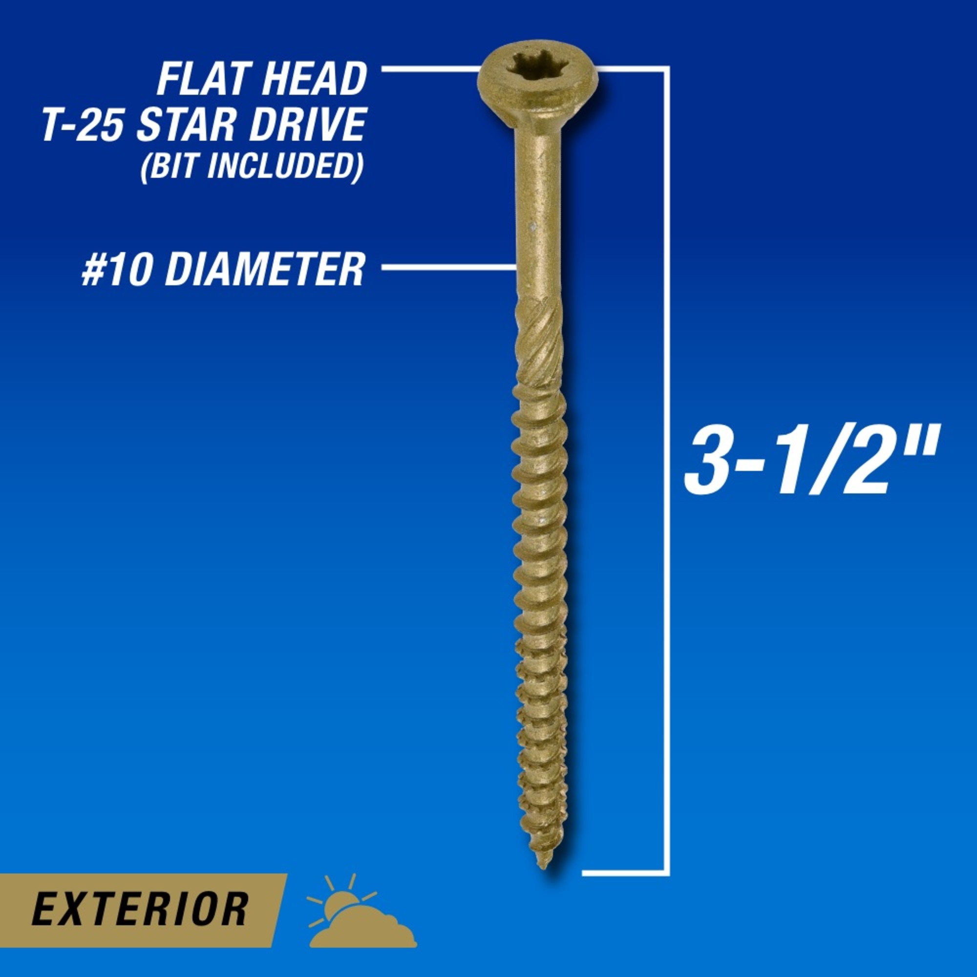 Power Pro Premium Bronze Exterior Wood Screws (#10 x 3-1/2 in.) - 1000 pc