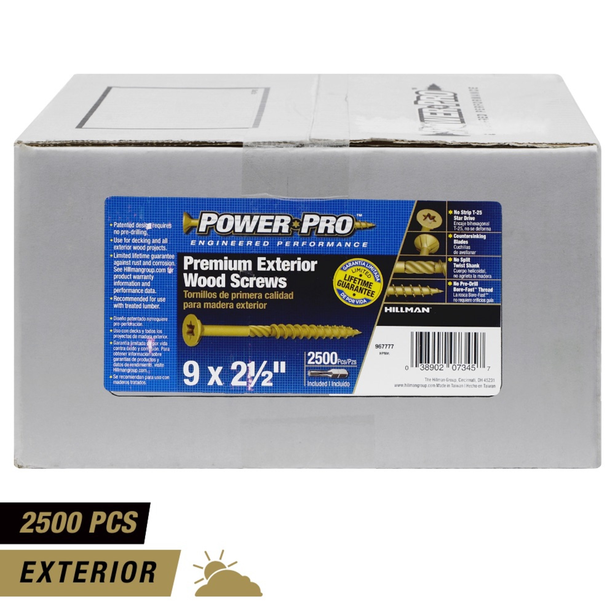Power Pro Premium Bronze Exterior Wood Screws (#9 x 2-1/2 in.) - 2500 pc