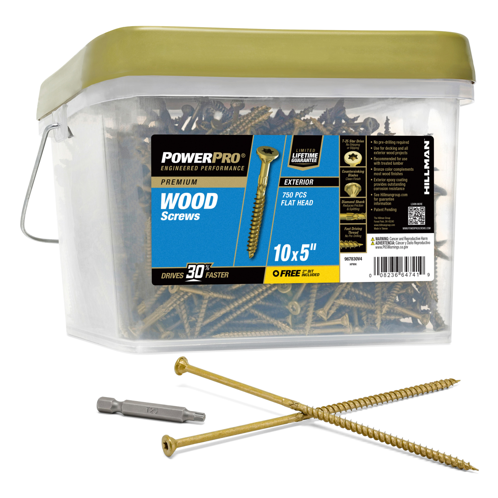 Power Pro Premium Exterior Wood Screws (#10 x 5 in.) - 750 pc