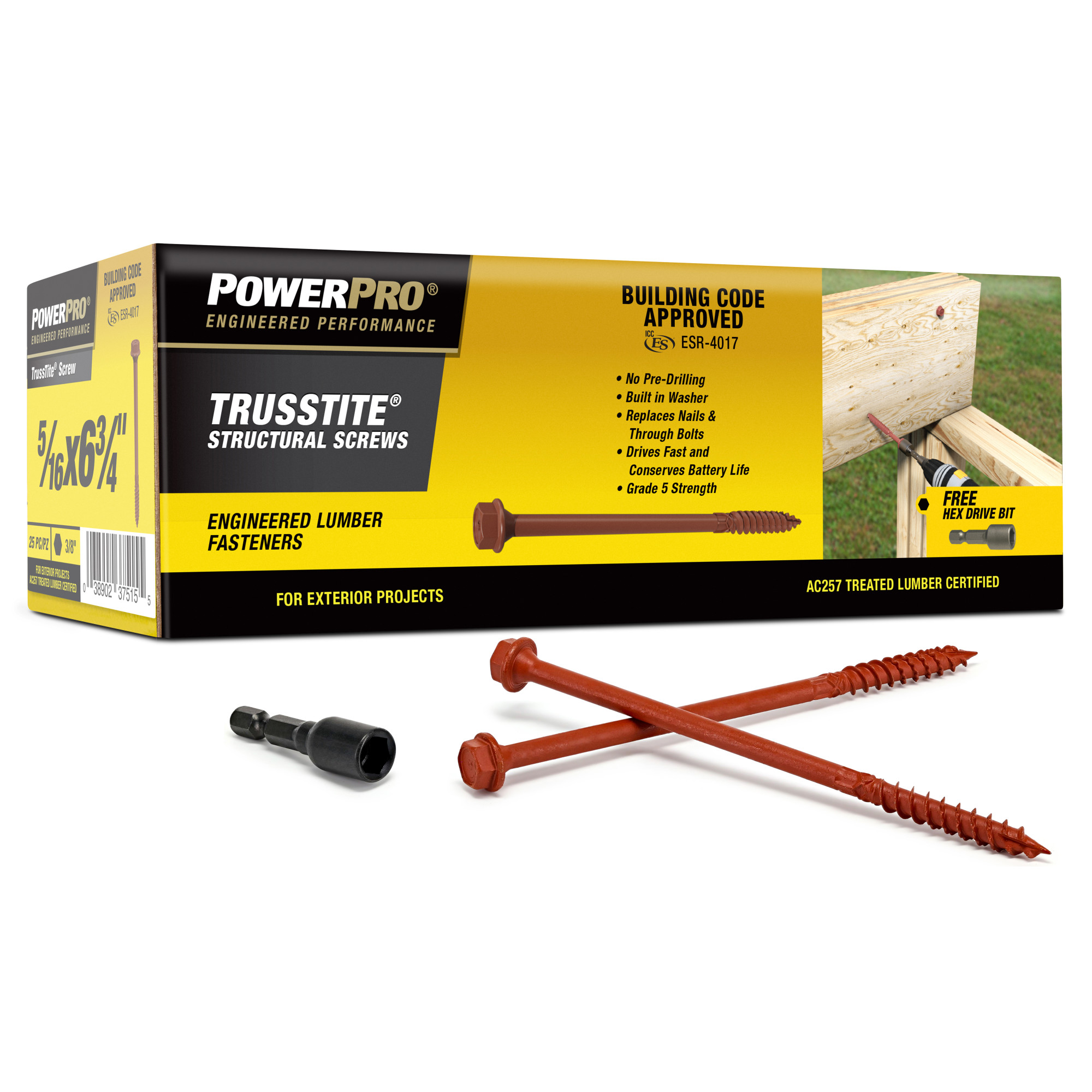 Power Pro TrussTite Structural Screws (5/16 in. x 6-3/4 in.) - 25 pc