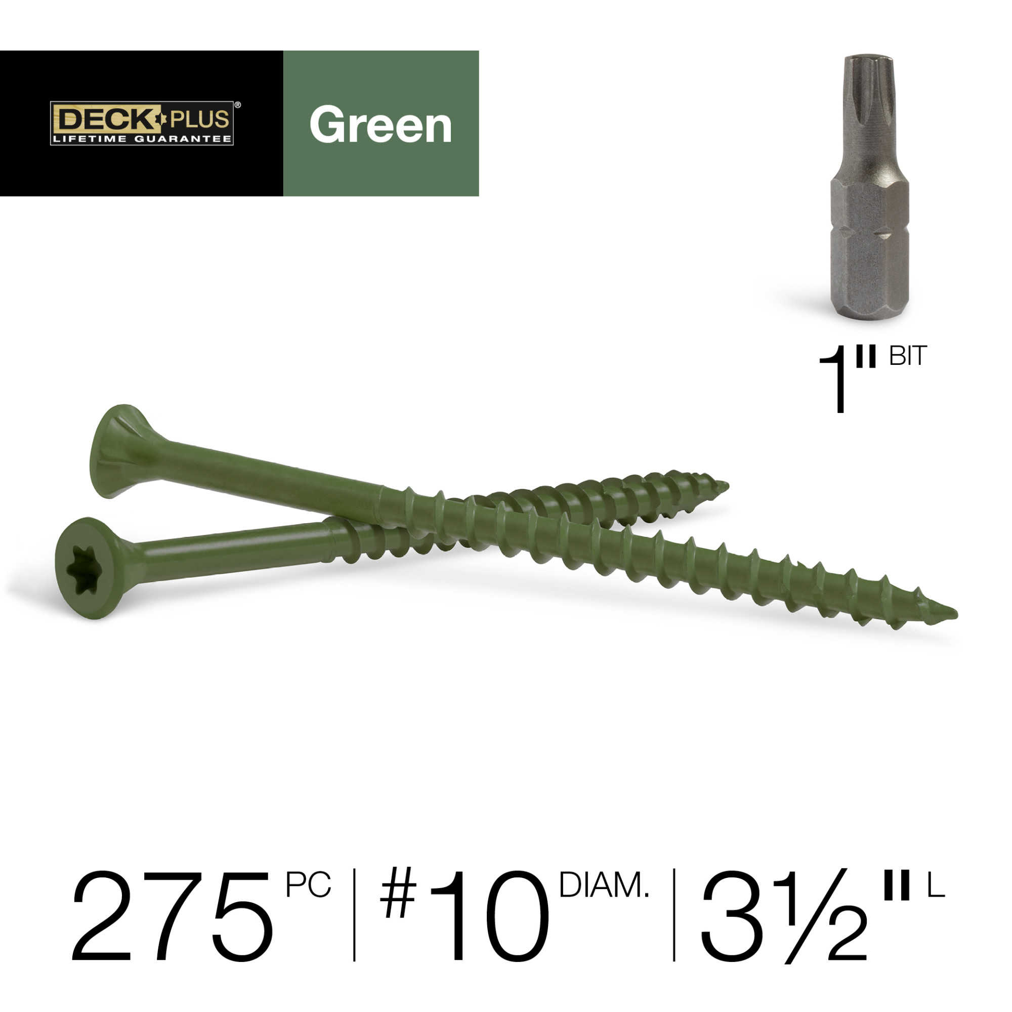 Deck Plus Green Deck Screws (#10 x 3-1/2 in.)
