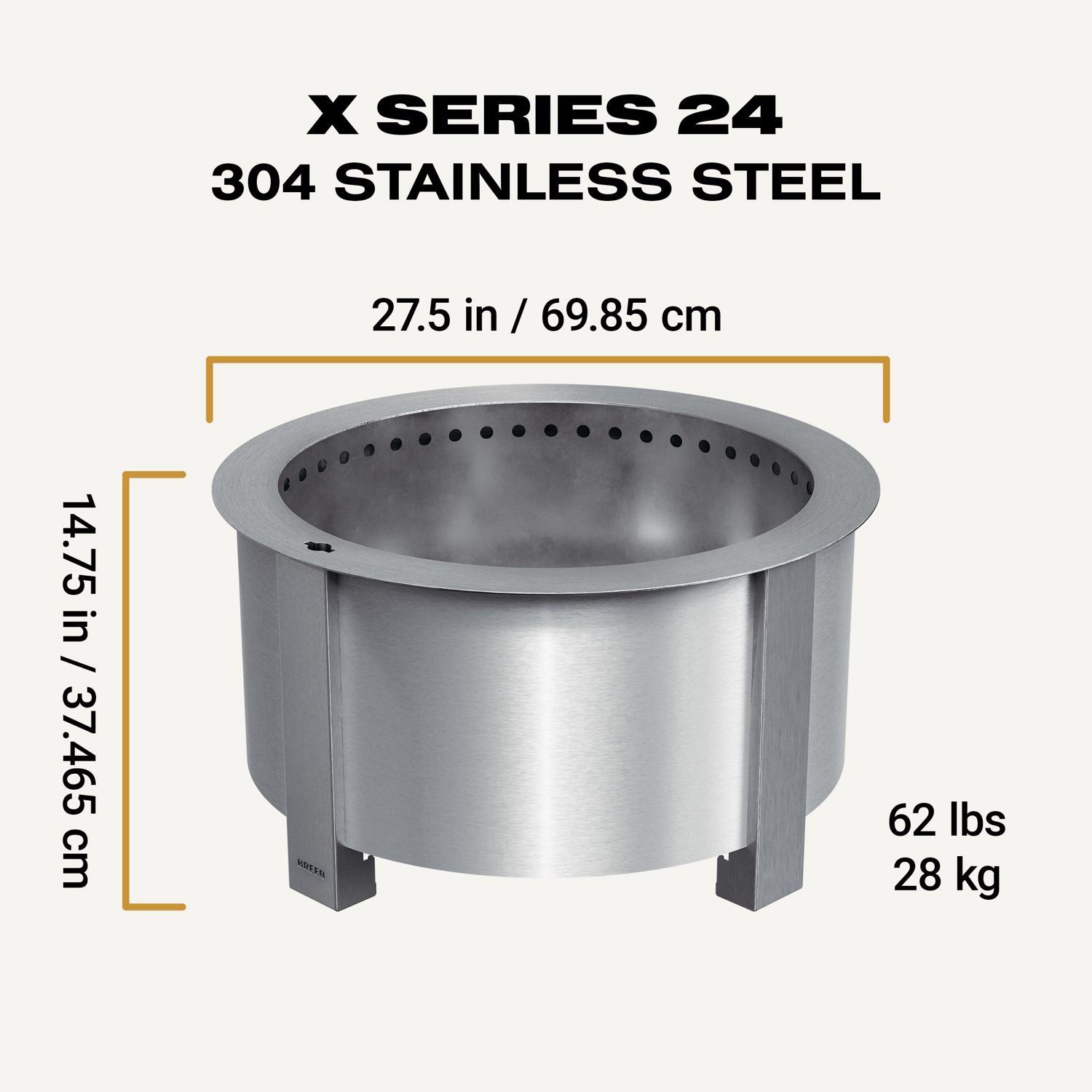 Breeo X Series 24 Stainless Smokeless Fire Pit 24 in. W Stainless Steel Outdoor Round Wood Fire Pit