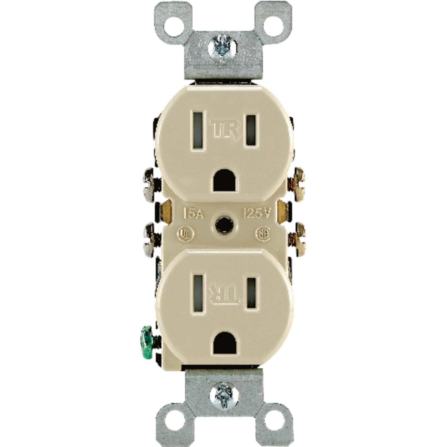 Leviton 15 amps 125 V Duplex Ivory Tamper Resistant Outlet 5-15R 1 pk