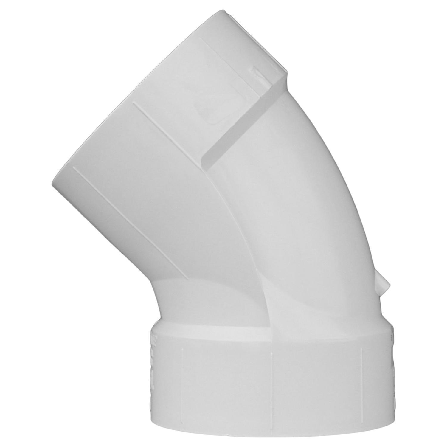 Charlotte Pipe Schedule 40 4 in. Hub X 4 in. D Hub PVC 45 Degree Elbow 1 pk