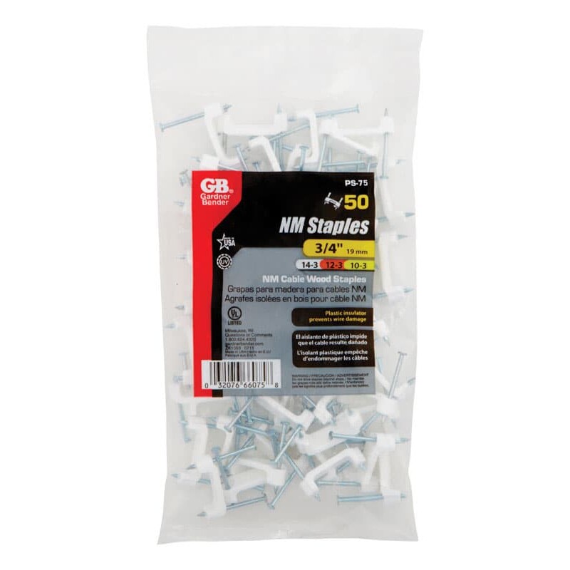 Gardner Bender 3/4 in. W Plastic Insulated Cable Staple 50 pk