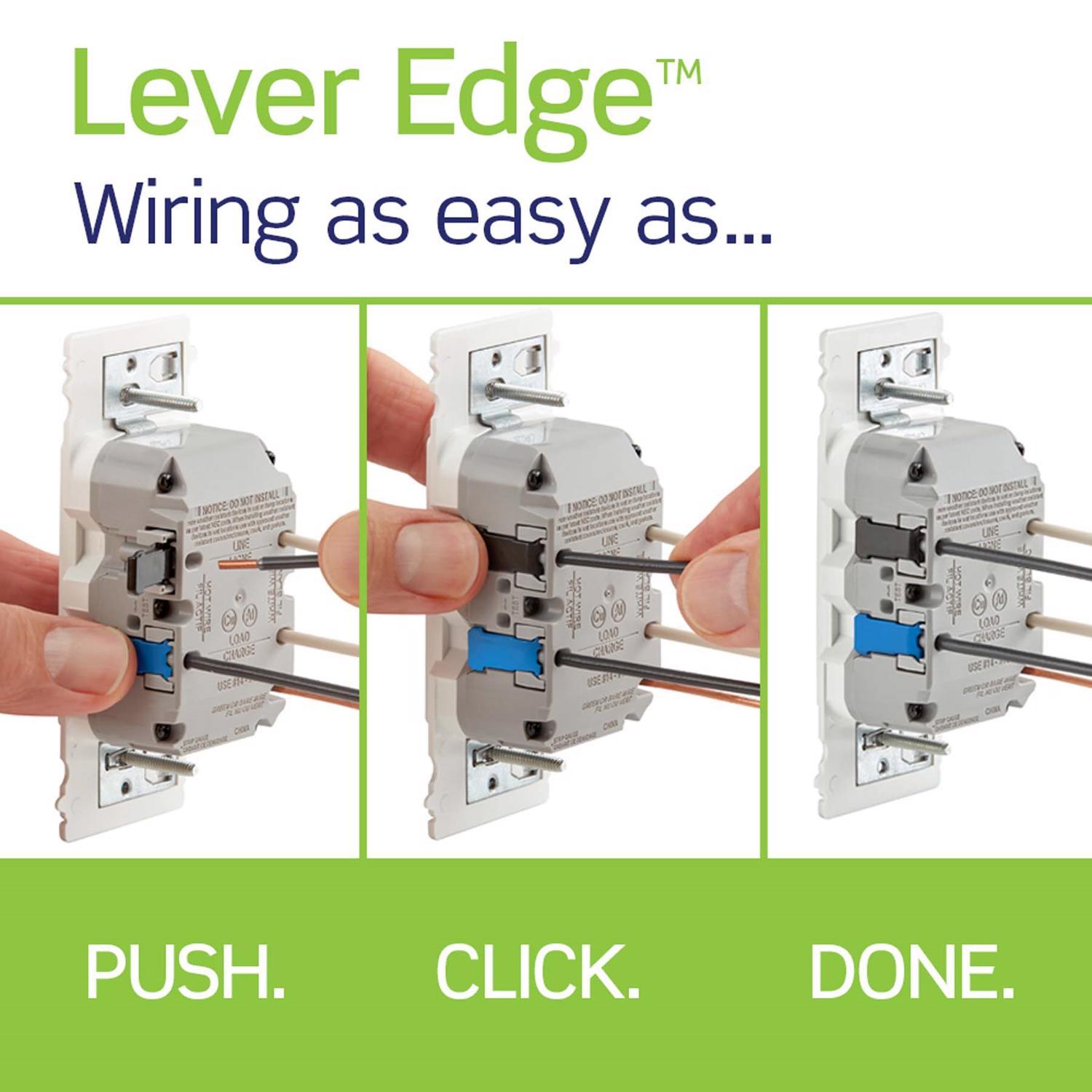 Leviton Lever Edge 125 V White GFCI Outlet 1 pk
