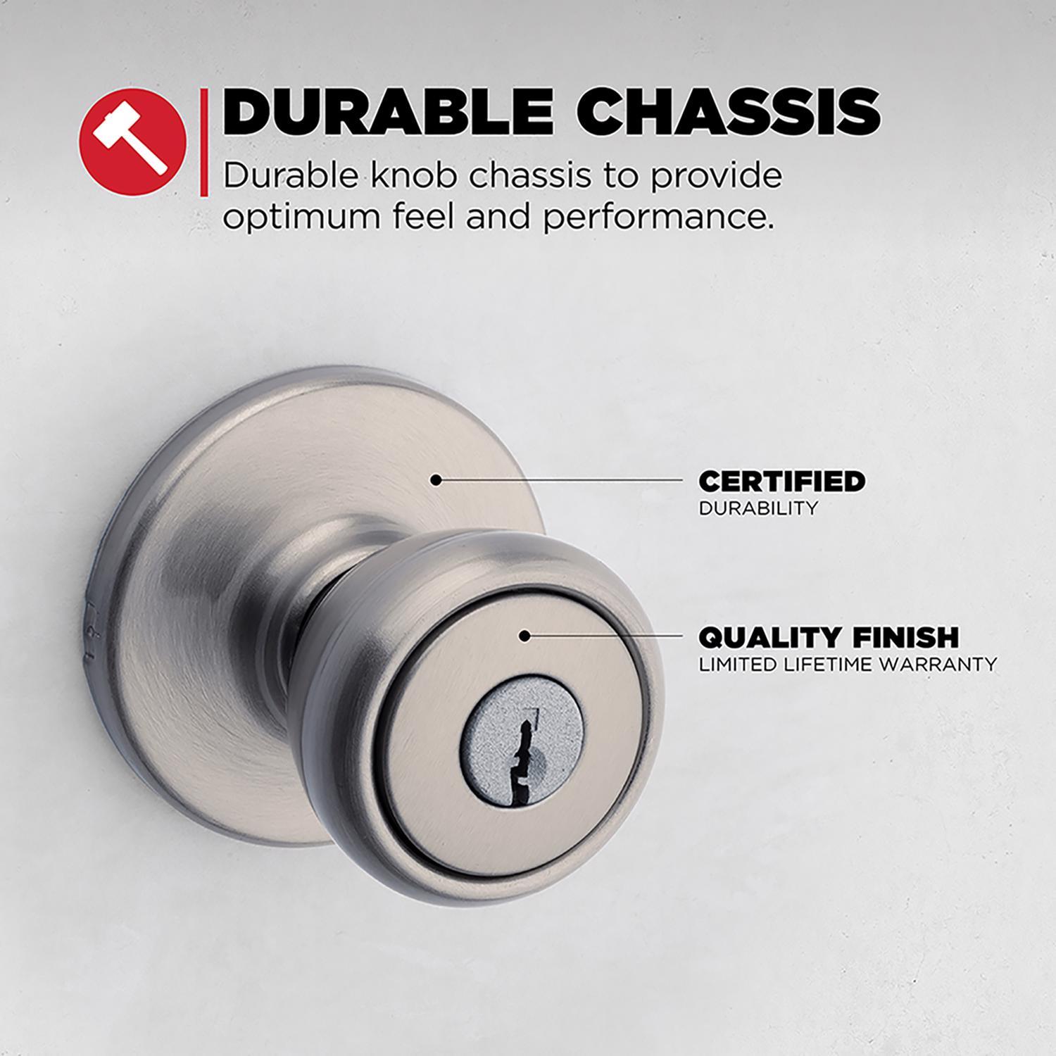 Kwikset Polo Satin Nickel Entry Door Knob 1-3/4 in.