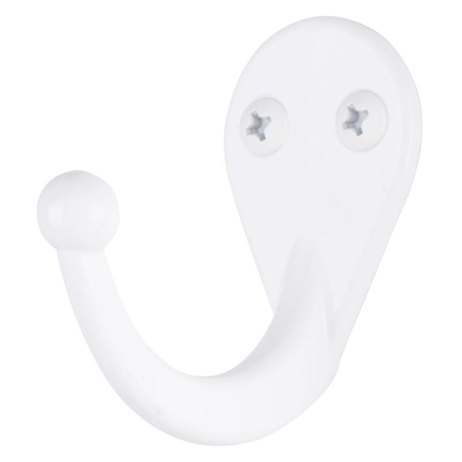 Ace 1-3/4 in. L White Metal Medium Single Garment Hook 2 pk