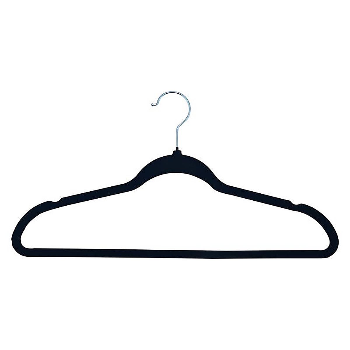 ClosetSelect Plastic Black Flocked Hanger 5 Pack